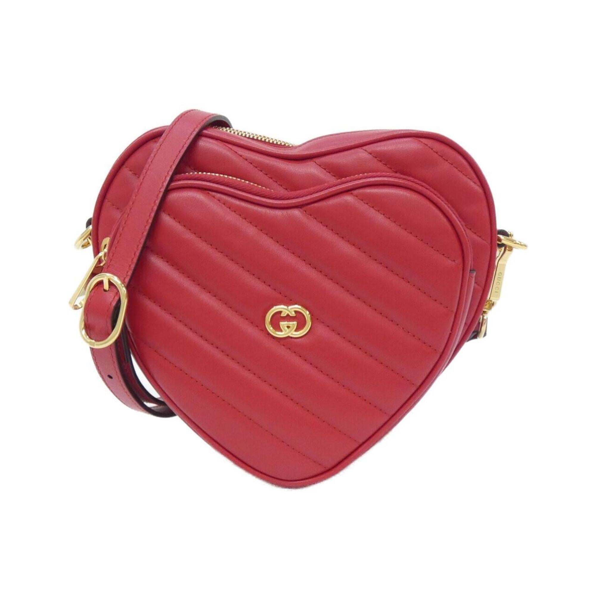 Gucci Red Color Leather Shoulder Bag (Pre-Owned)