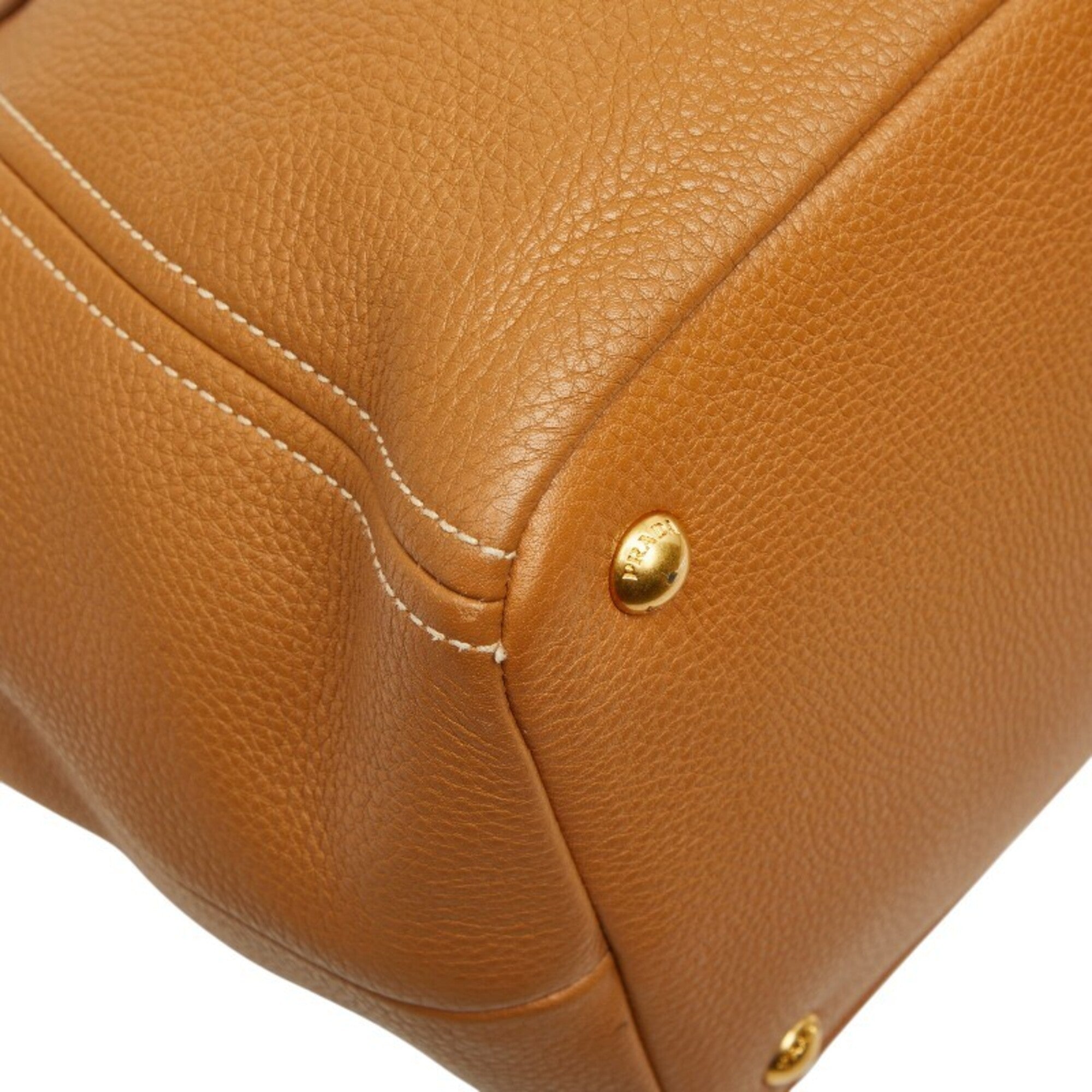 Prada Camel Leather Shoulder Bag Tote Bag (Pre-Owned)