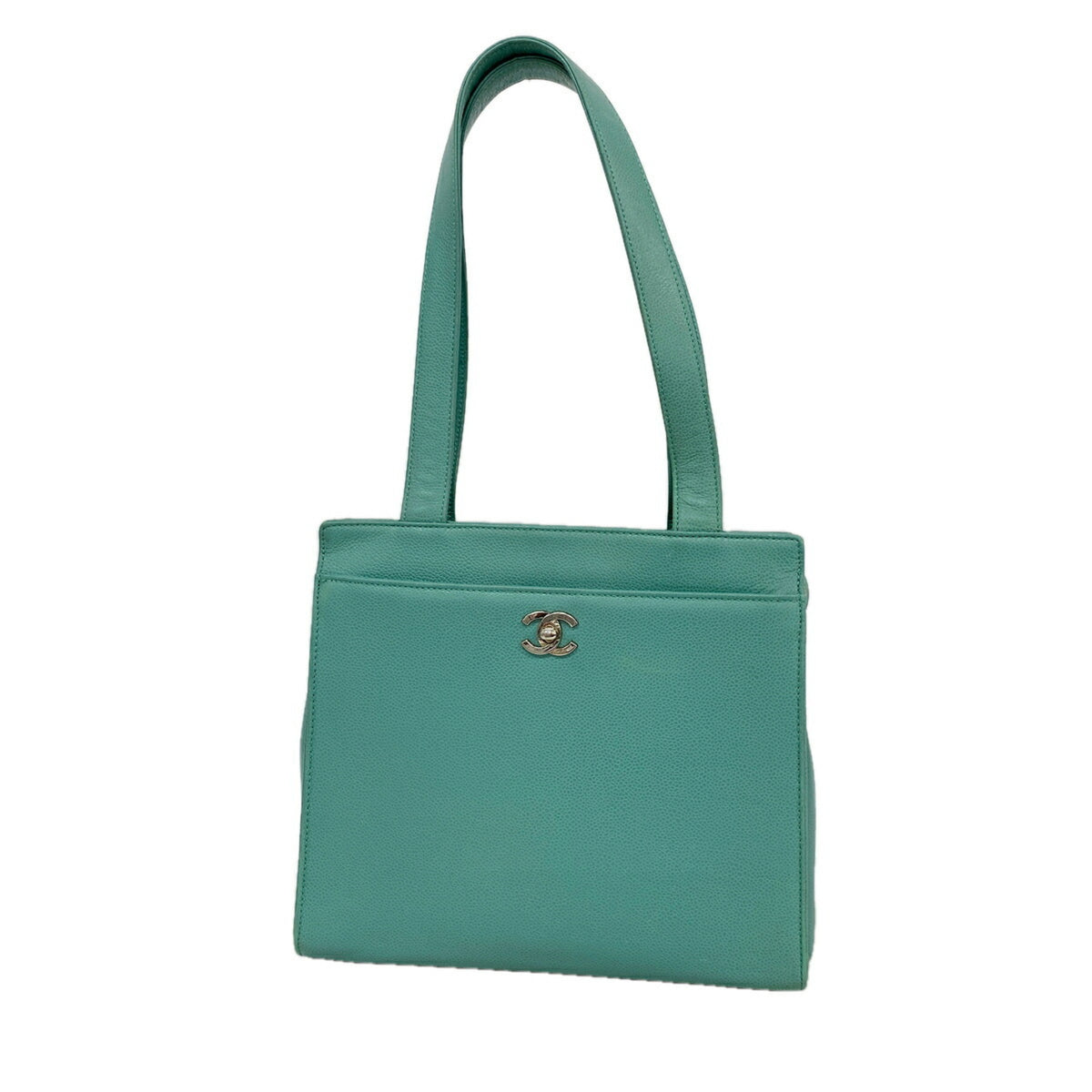 Chanel Blue Grained Calfskin Shoulder Bag (Pre-Owned)