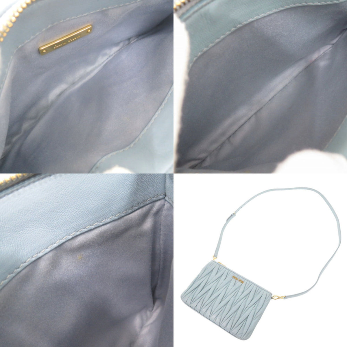 Miu Miu Matelasse Light Blue Leather Shoulder Bag (Pre-Owned)