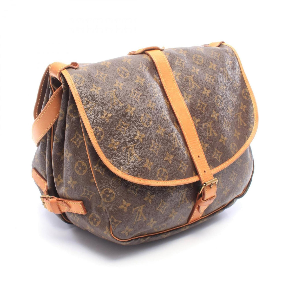 Louis Vuitton Brown Coated Canvas Leather Handbag Shoulder Bag (Pre-Owned)