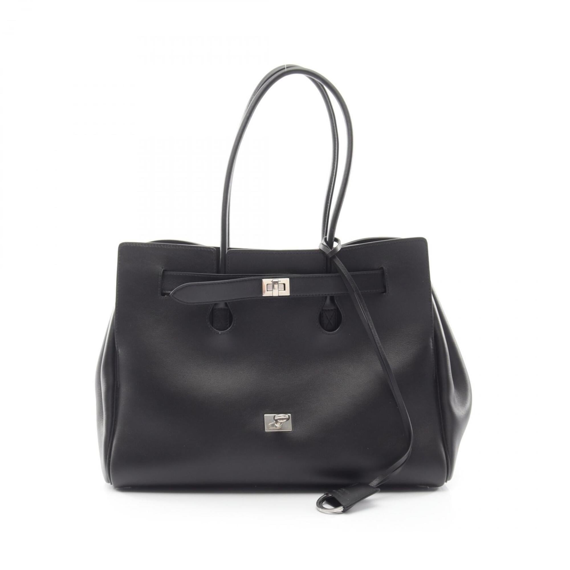 Balenciaga Black Leather Handbag Tote Bag (Pre-Owned)