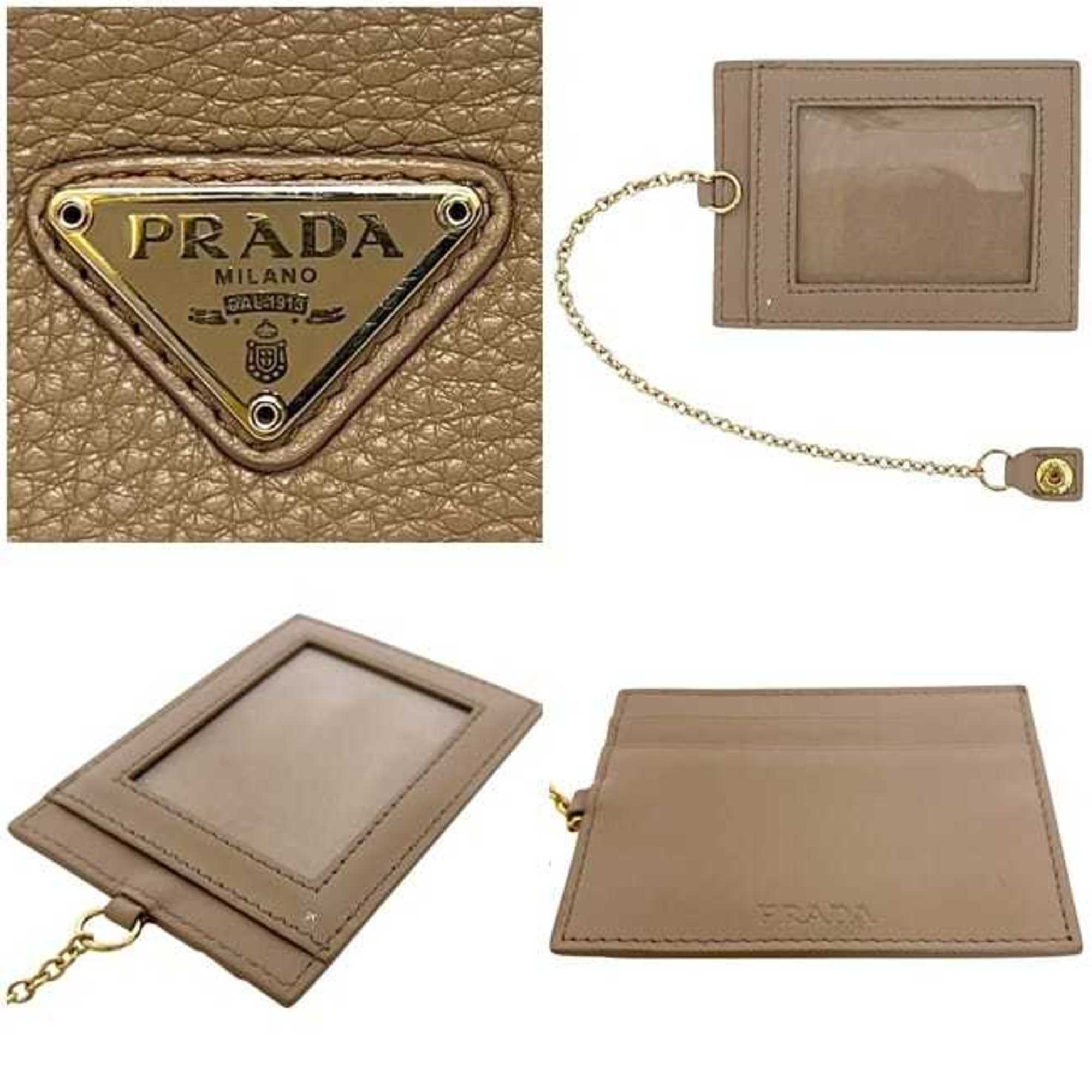 Prada Beige Leather Long Wallet (Bi-Fold) (Pre-Owned)