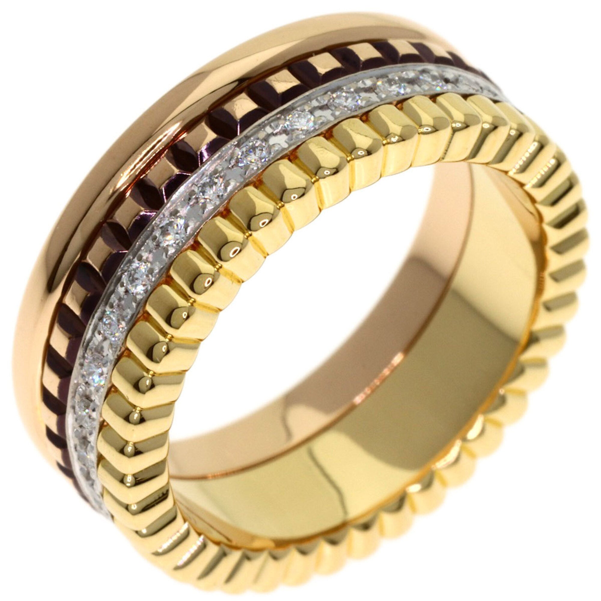 Boucheron Pink Gold White Gold Yellow Gold Yellow Gold (18K) Pink Gold (18K) White Gold (18K) Band Ring (Pre-Owned)