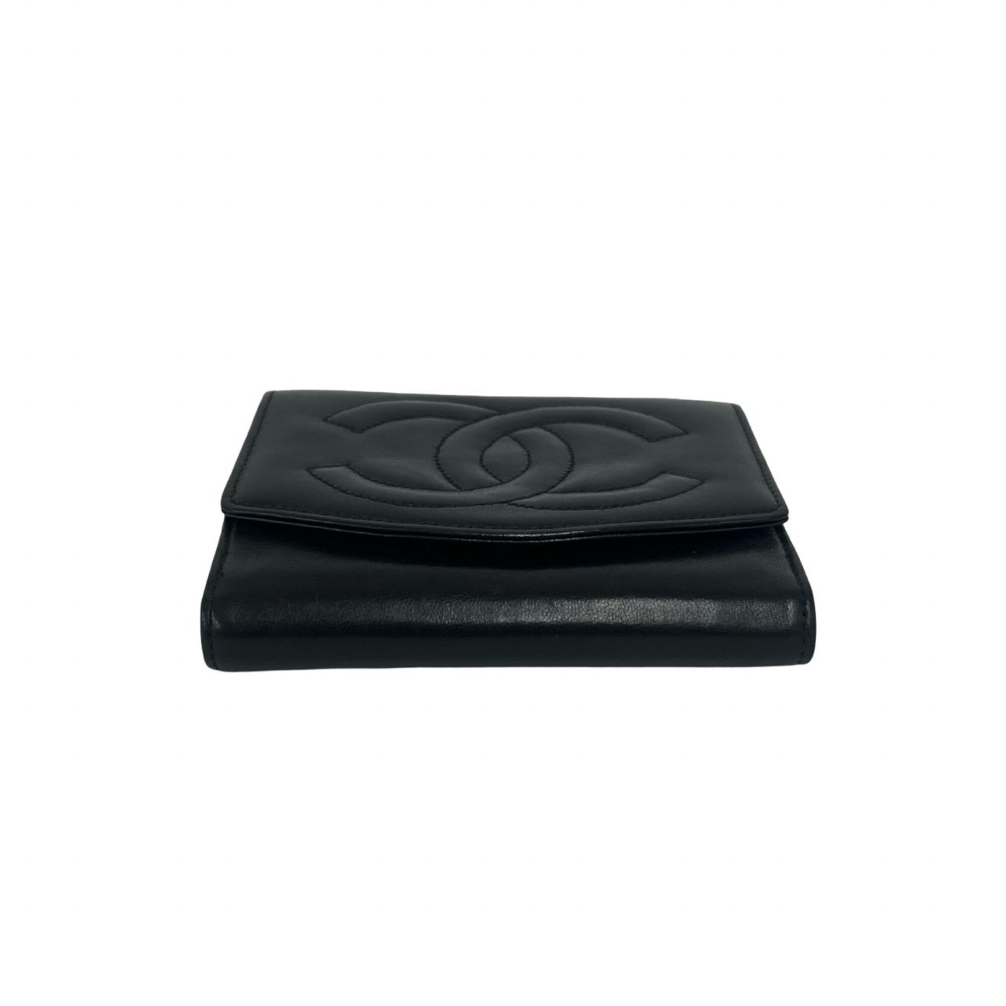 Chanel Black Leather Wallet (Bi-Fold) (Pre-Owned)