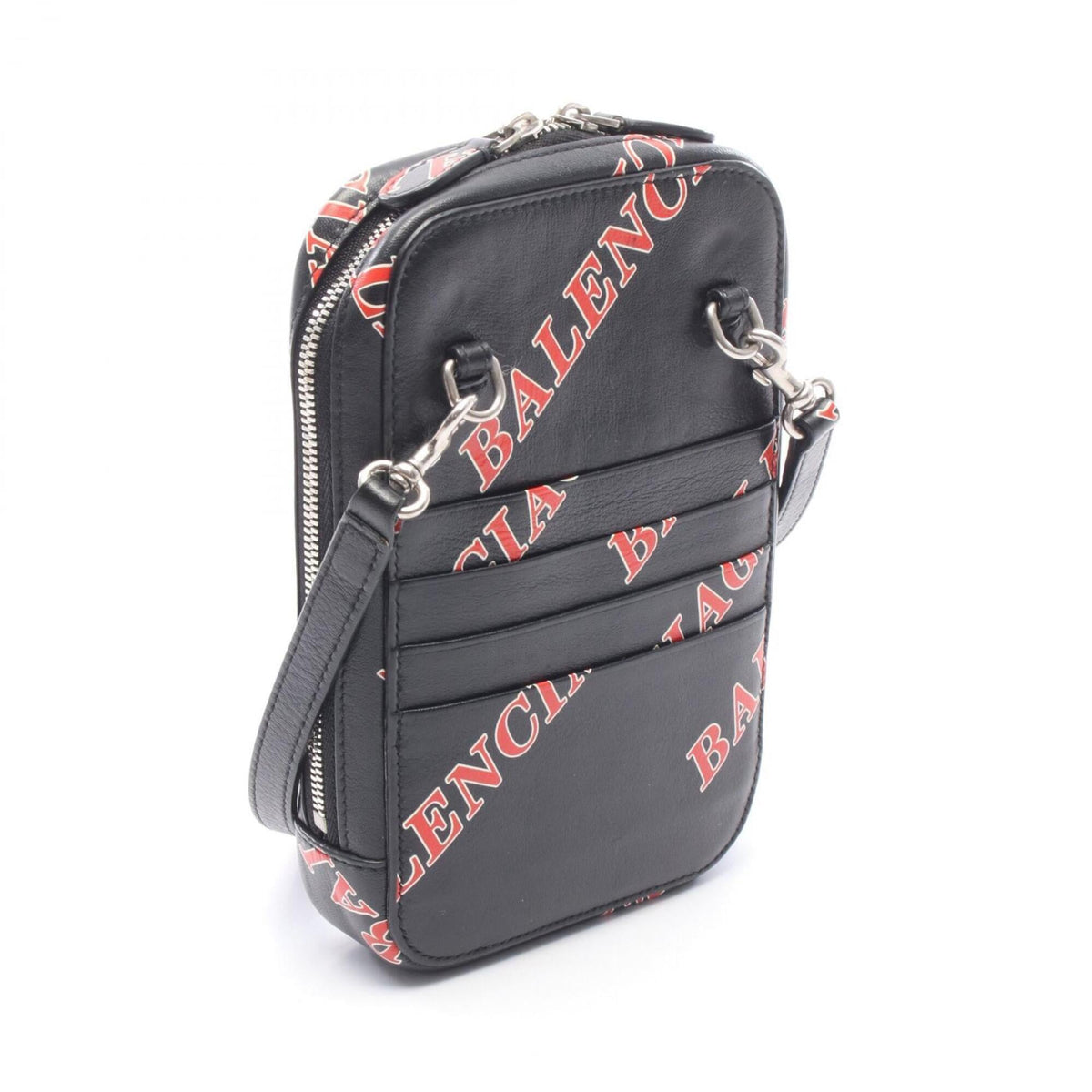 Balenciaga Black Red Color White Leather Handbag Shoulder Bag (Pre-Owned)