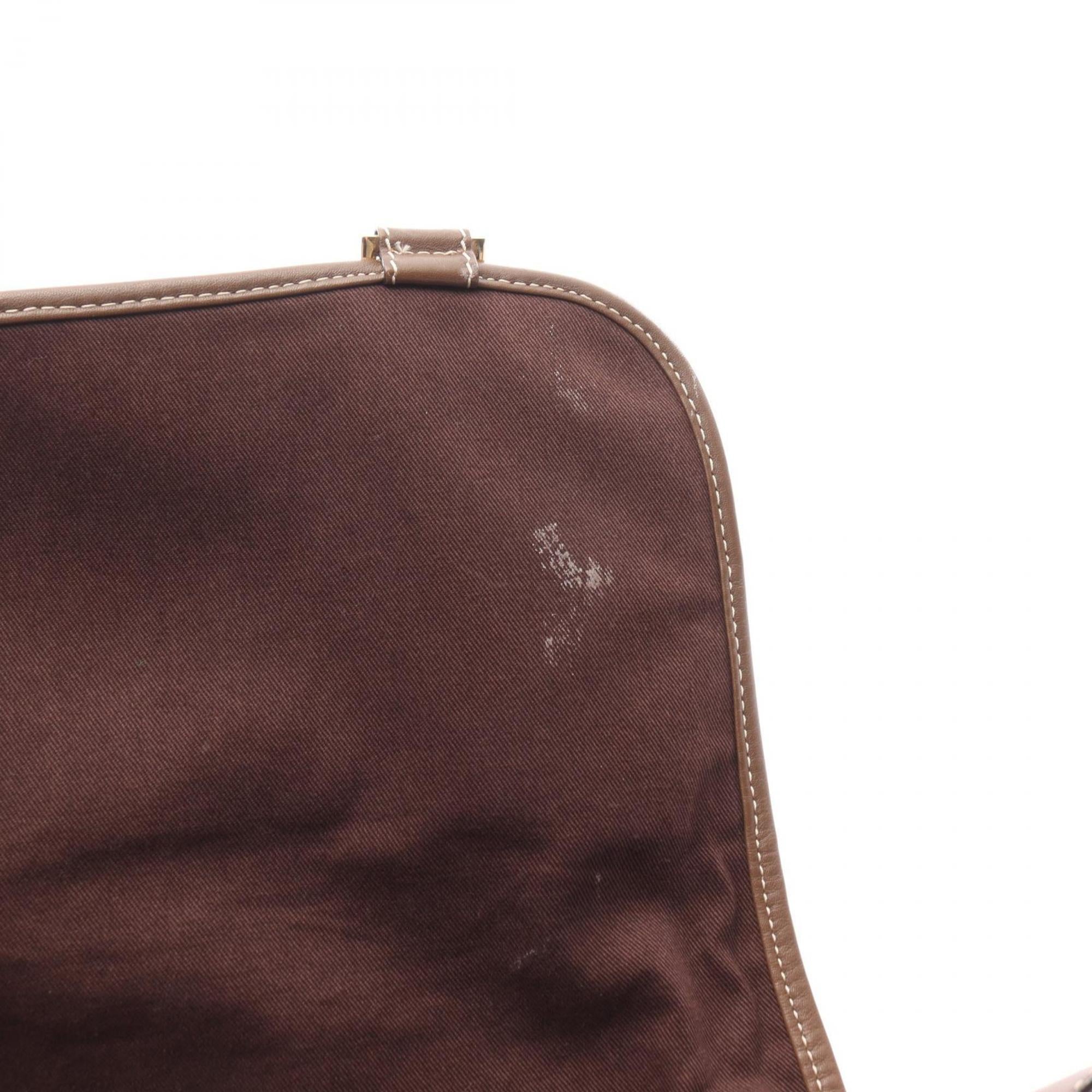 Loewe Brown Ivory Canvas Suede Leather Shoulder Bag (Pre-Owned)