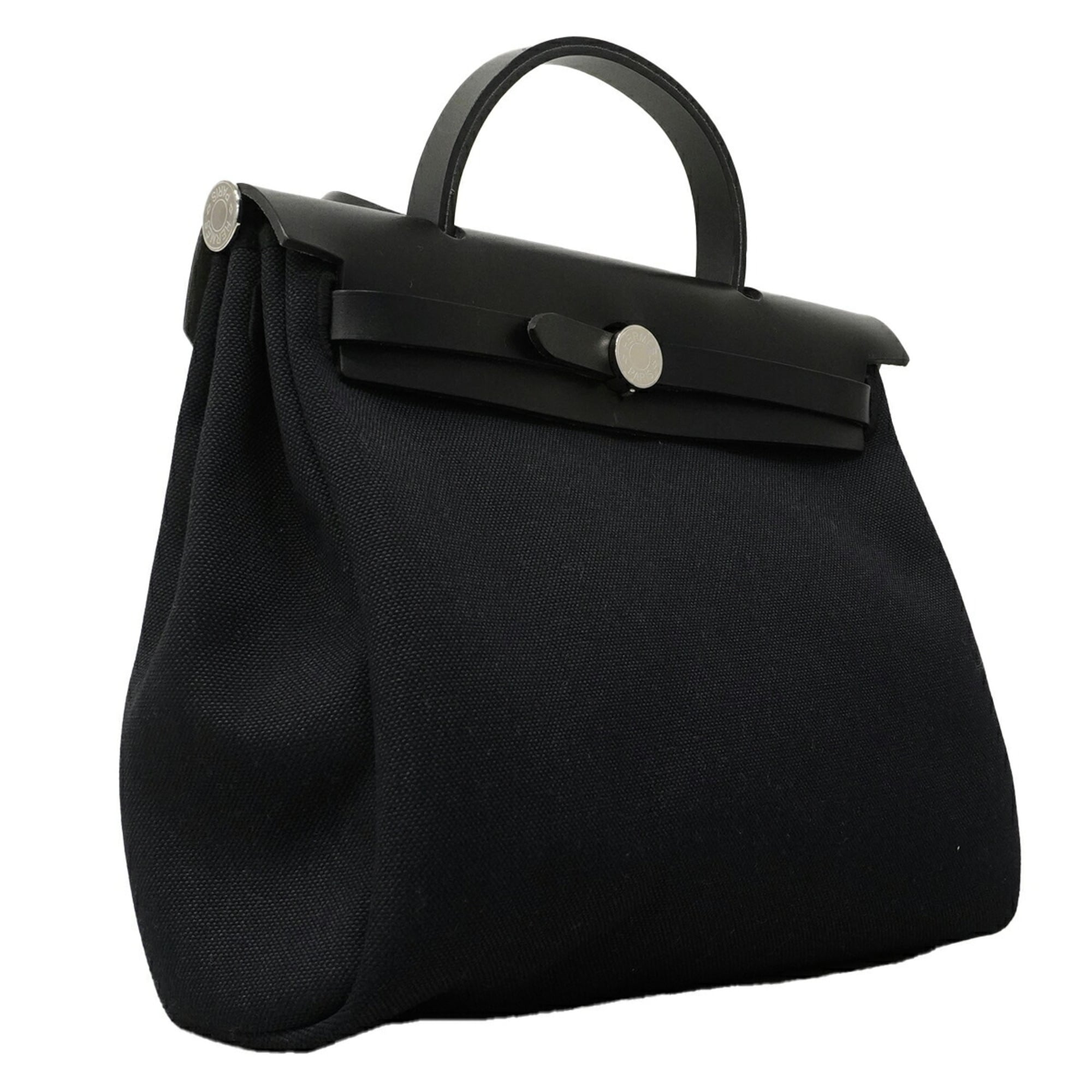 Hermes Black Toile Officier Handbag (Pre-Owned)