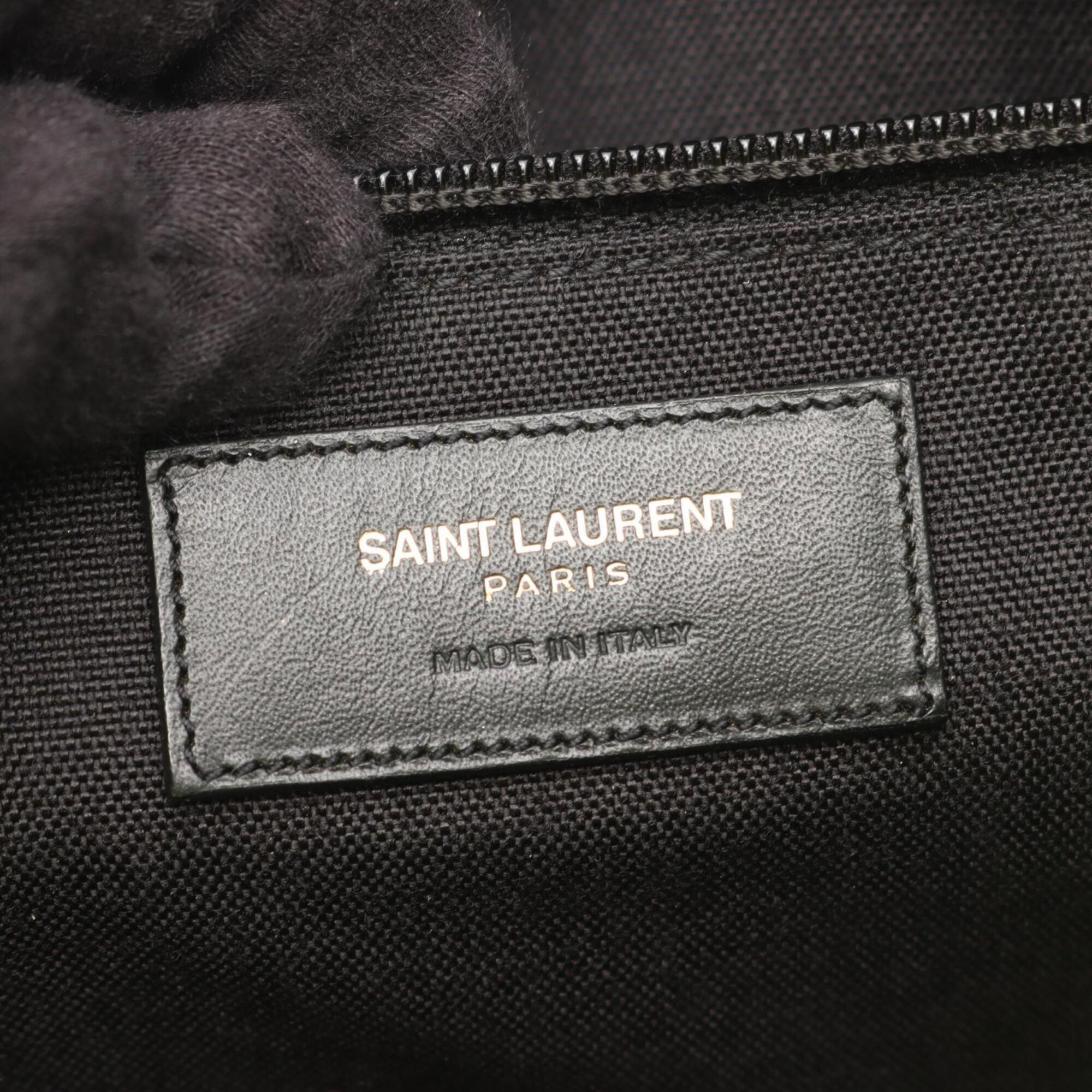 Yves Saint Laurent Black Green Nylon Leather Canvas Backpack Handbag (Pre-Owned)