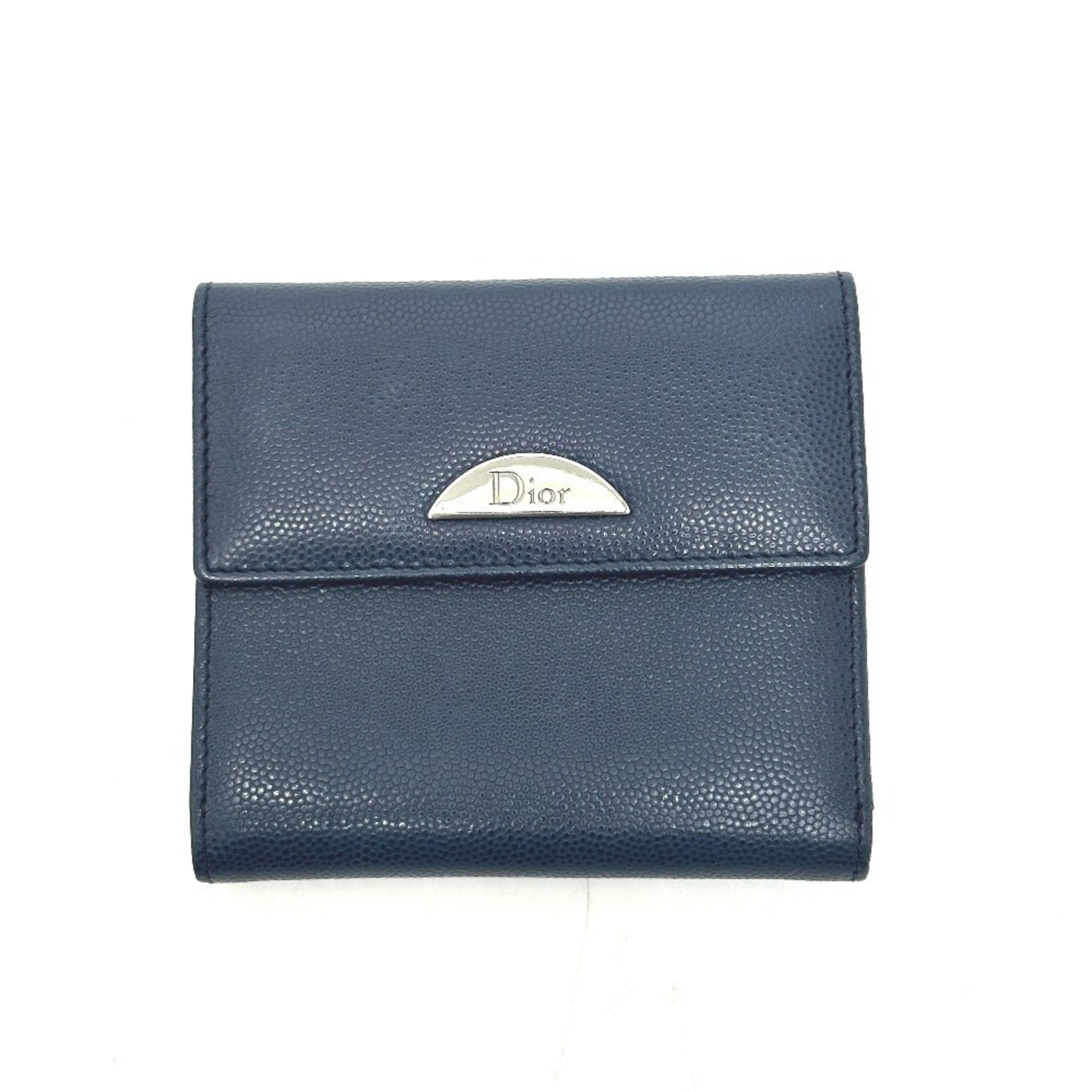 Christian Dior Navy Leather Wallet (Bi-Fold) (Pre-Owned)