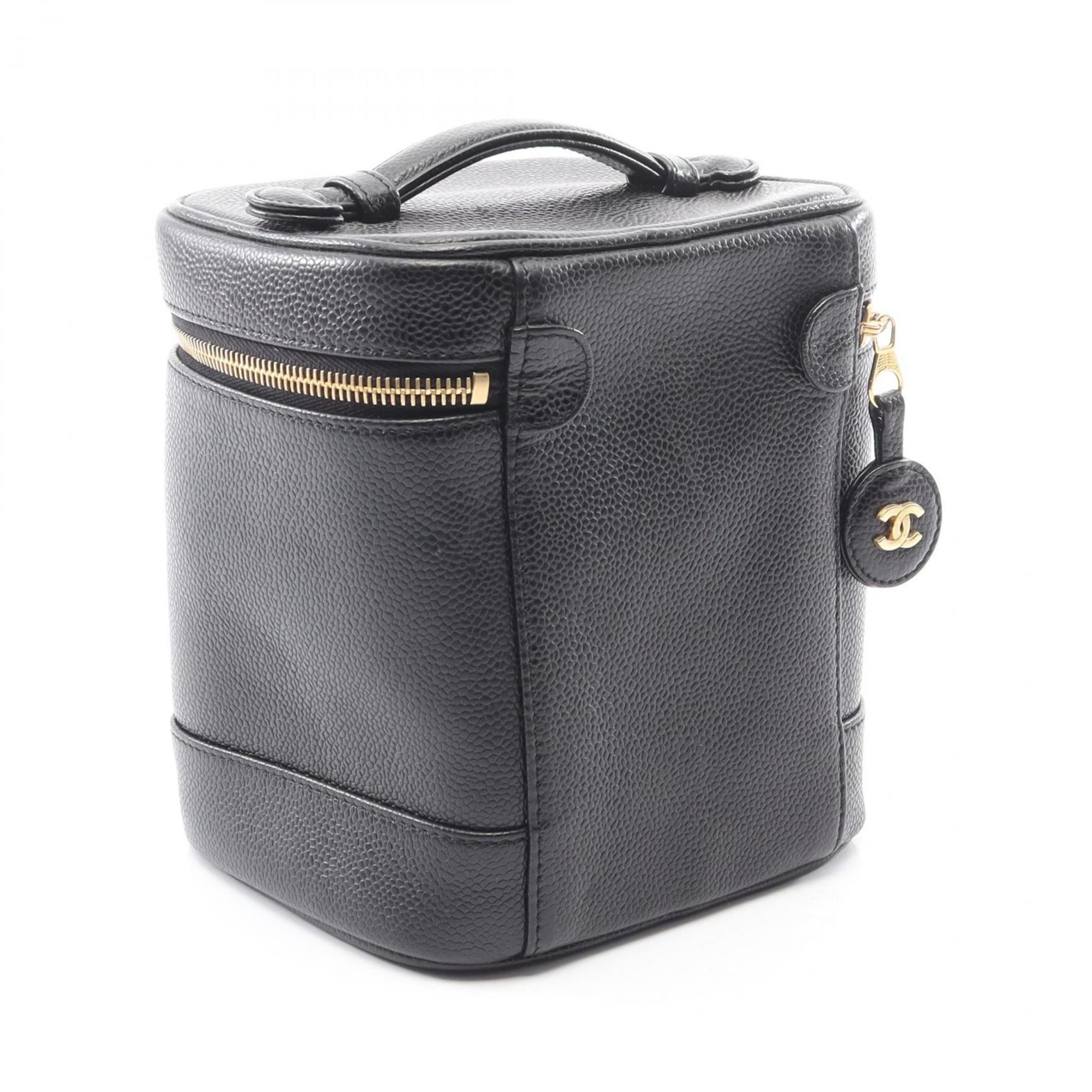 Chanel Black Leather Handbag Vanity Bag (Pre-Owned)
