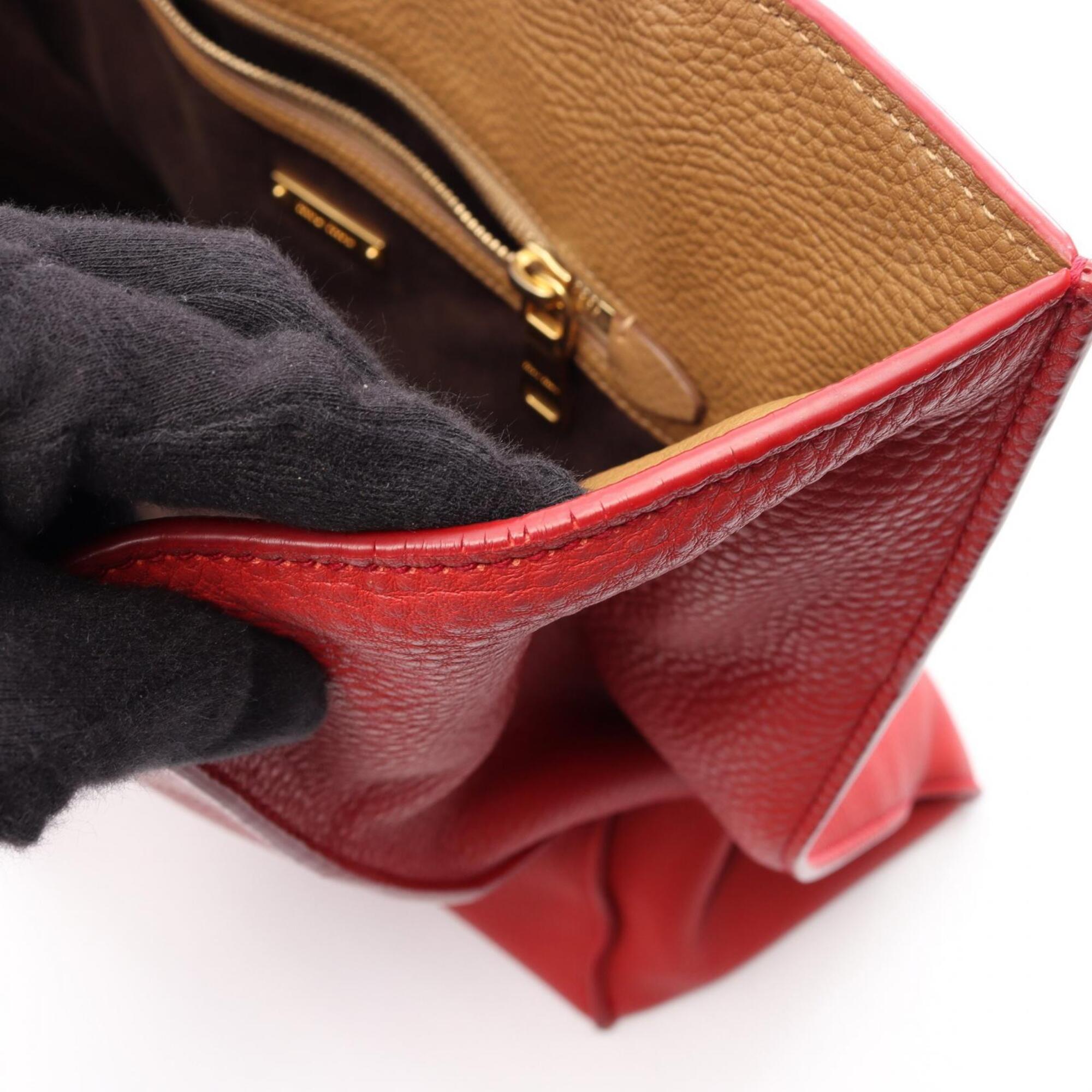 Miu Miu Red Color Leather Handbag Tote Bag (Pre-Owned)