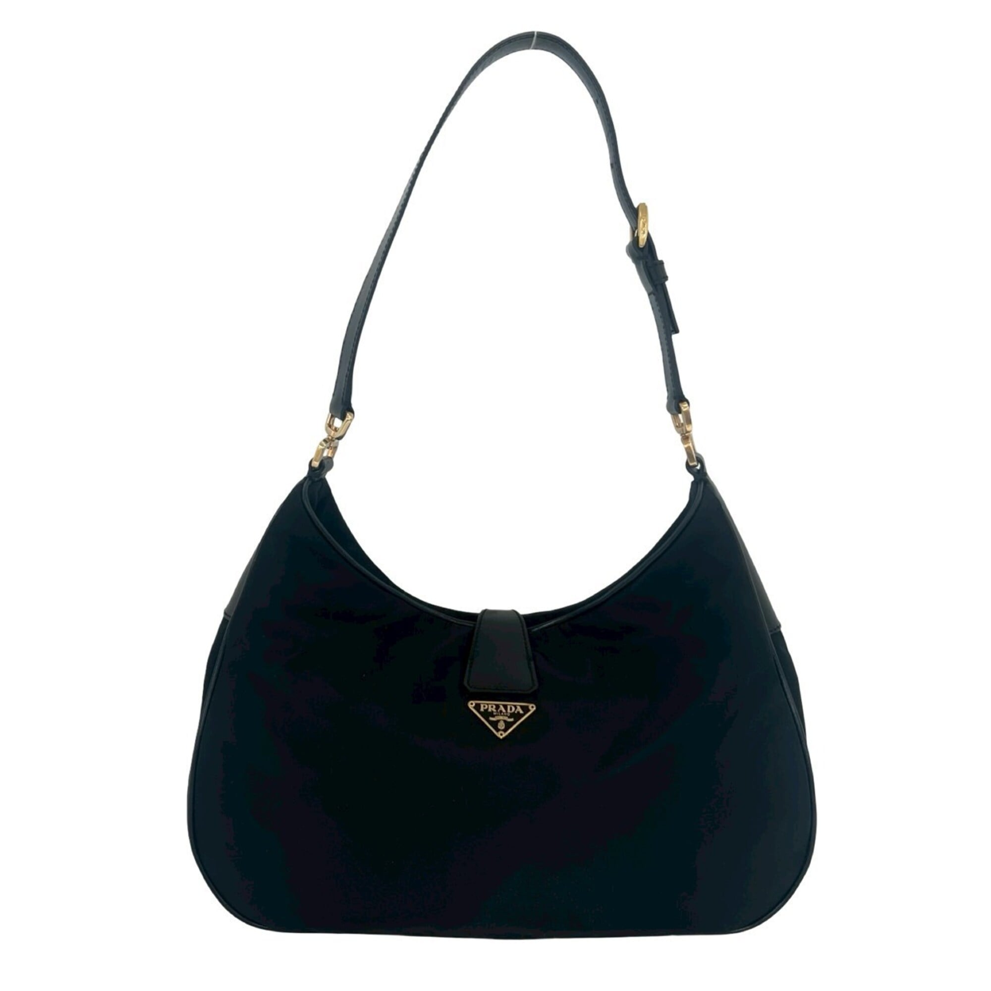 Prada Black Nylon Leather Handbag Shoulder Bag (Pre-Owned)