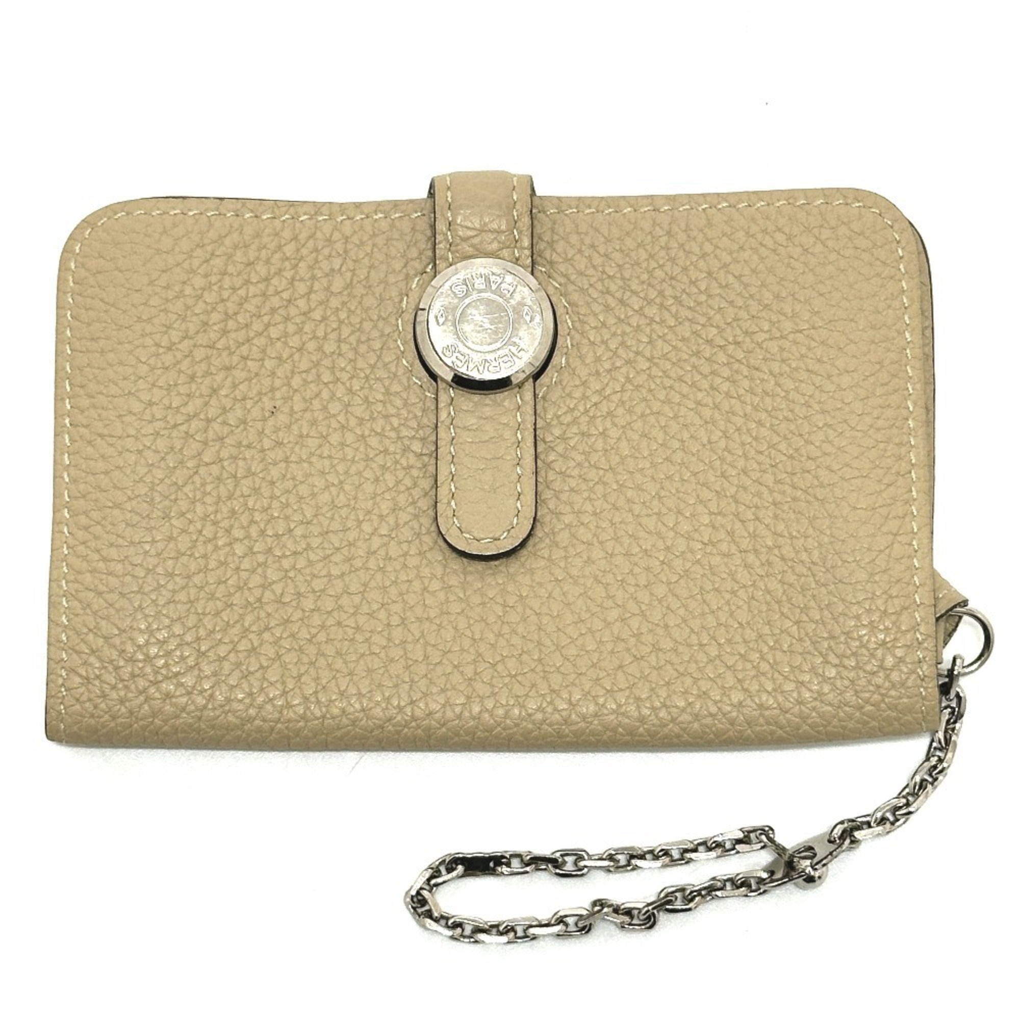 Hermes Dogon Beige Taurillon Clemence Leather Coin Purse/Coin Case (Pre-Owned)