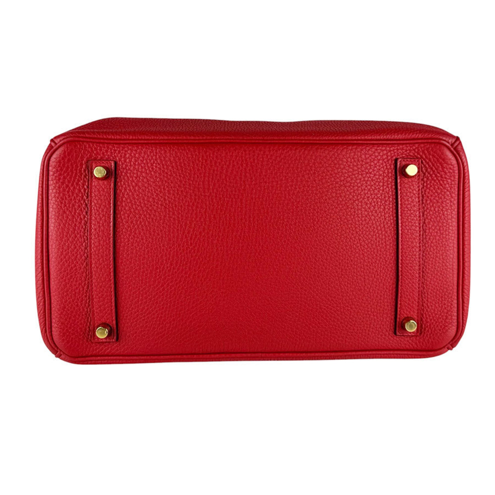 Hermes Rouge Casaque Togo Leather Handbag (Pre-Owned)