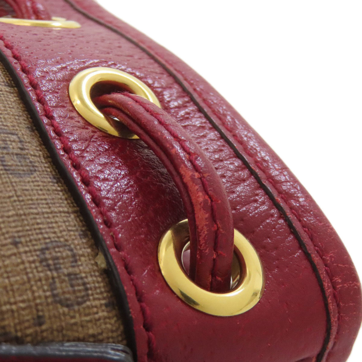 Gucci Brown Red Color Pvc Leather Shoulder Bag (Pre-Owned)