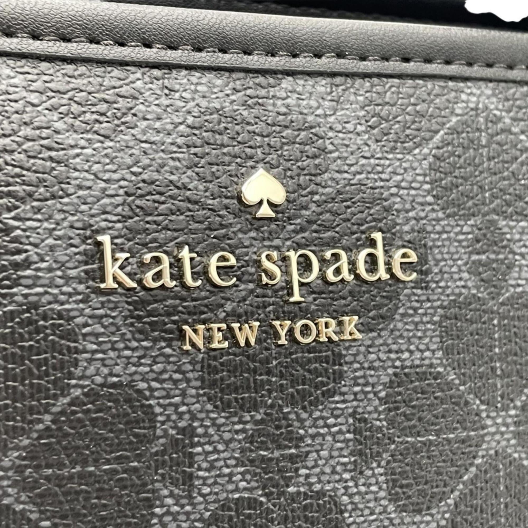 Kate Spade Black Gray Pvc Leather Tote Bag (Pre-Owned)