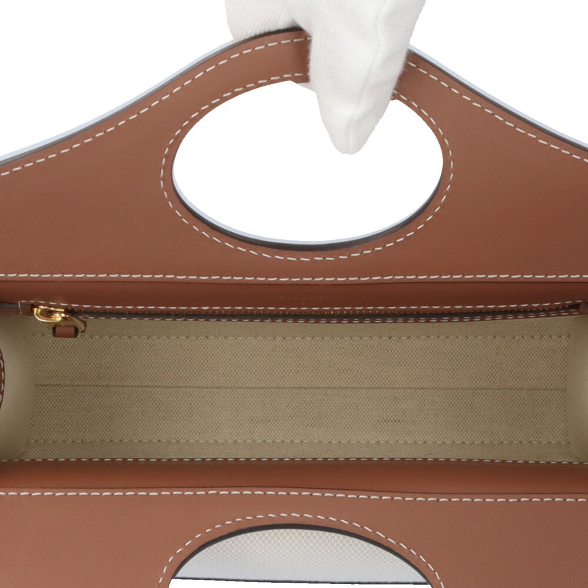 Burberry Brown White Leather Canvas Shoulder Bag (Pre-Owned)