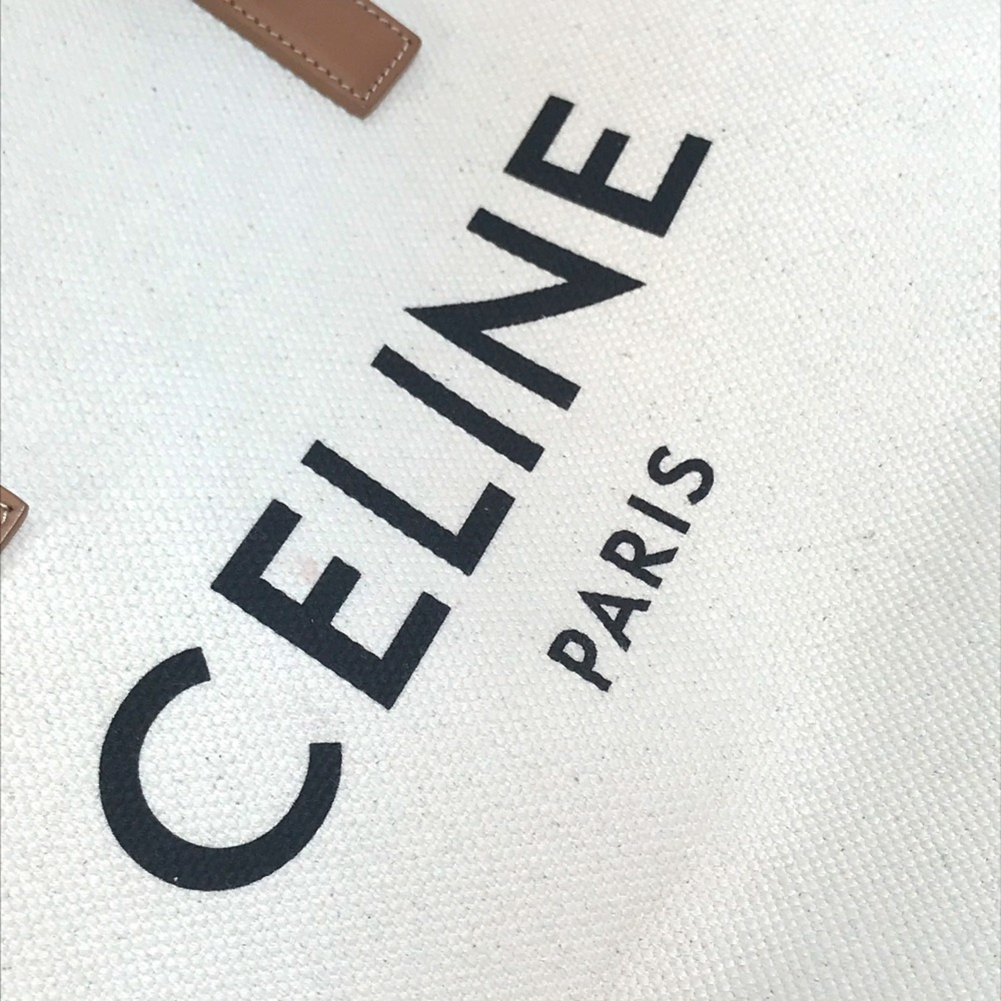 Celine Cabas Beige Canvas Leather Shoulder Bag Tote Bag (Pre-Owned)