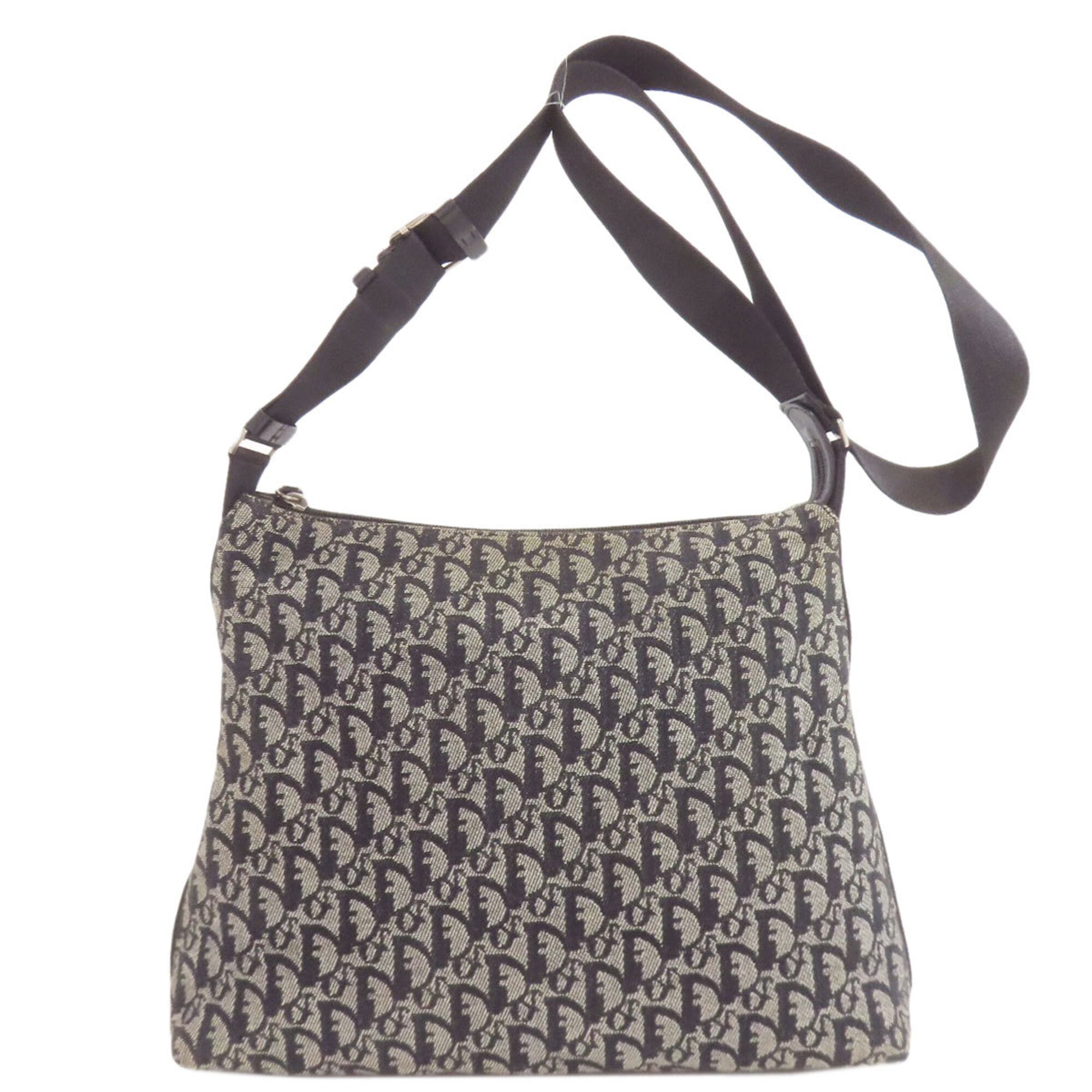 Christian Dior Black Gray Canvas Shoulder Bag (Pre-Owned)