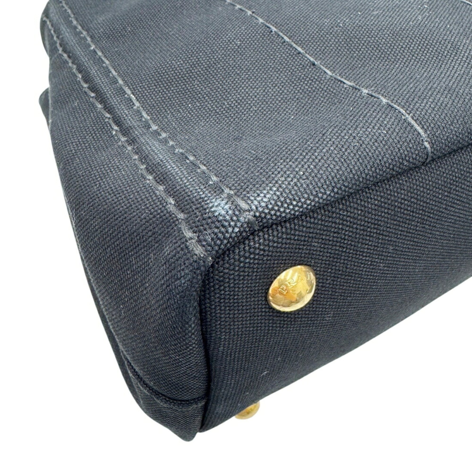 Prada Black White Canvas Handbag Shoulder Bag (Pre-Owned)