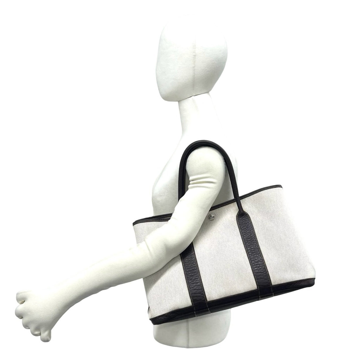 Hermes Brown Ivory Toile H Negonda Leather Tote Bag (Pre-Owned)