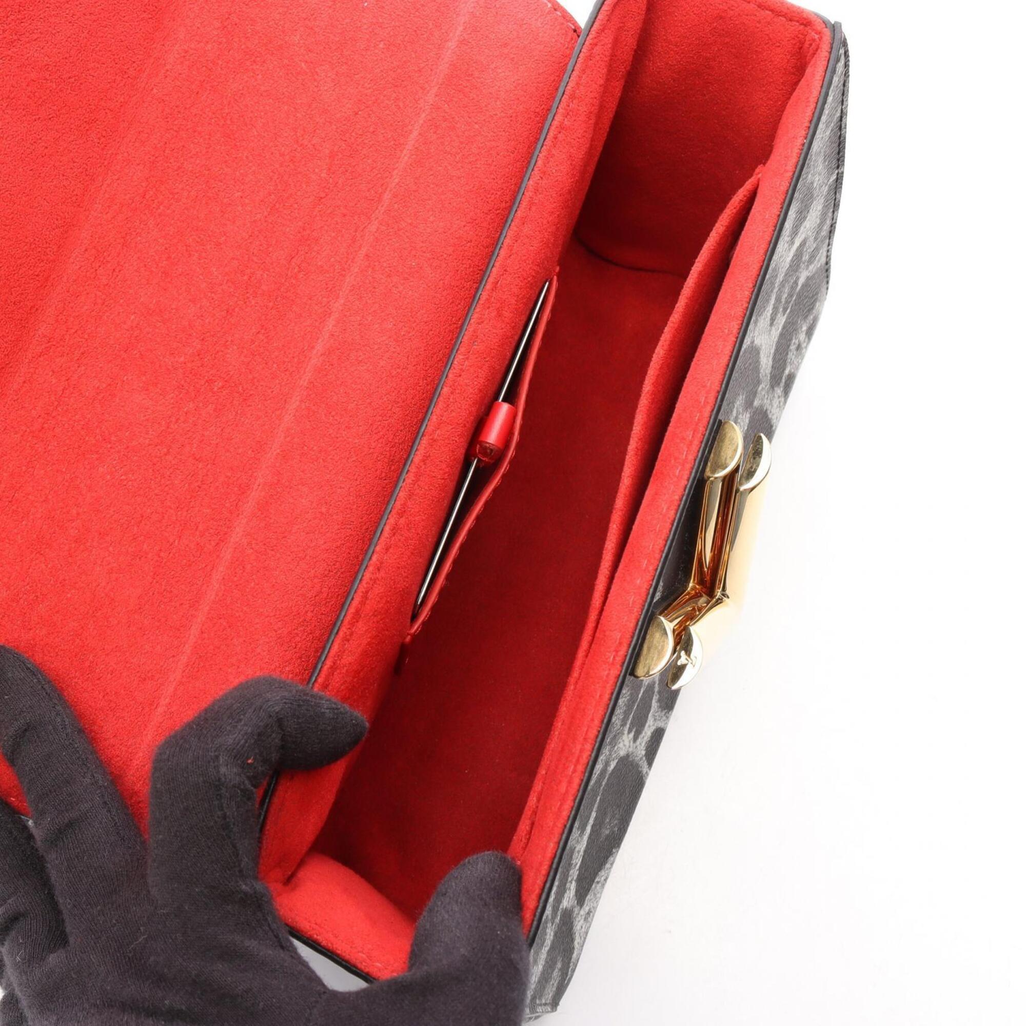 Louis Vuitton Black Gray Coated Canvas Handbag (Pre-Owned)