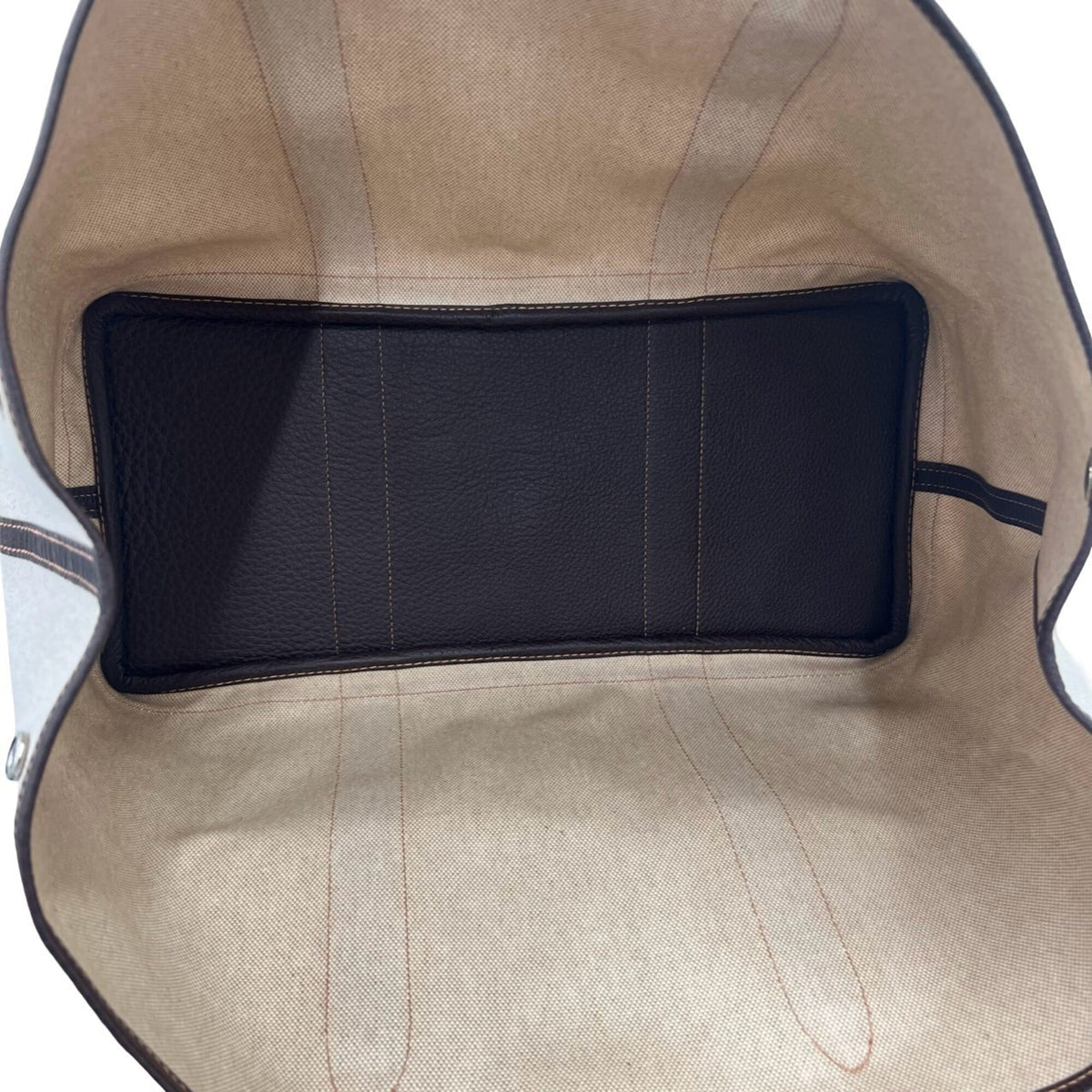 Hermes Brown Ivory Toile H Buffalo Leather Handbag Tote Bag (Pre-Owned)