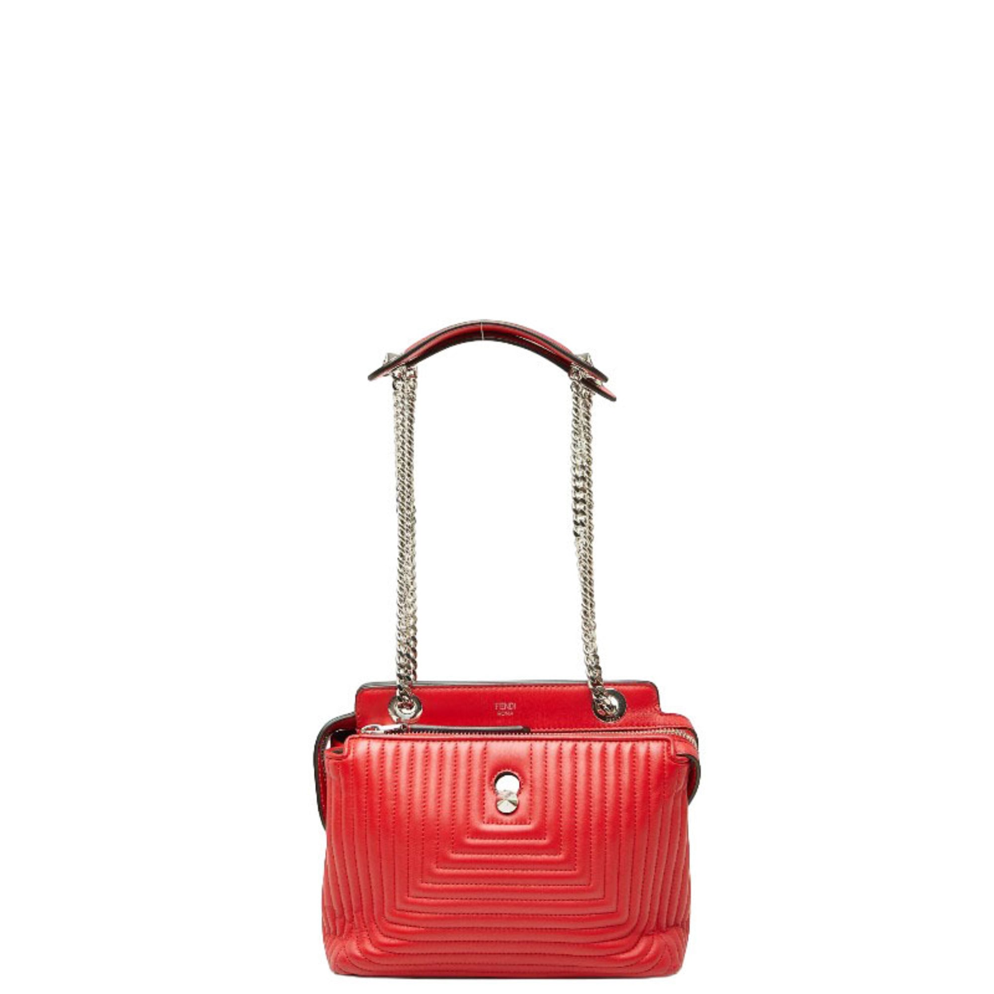 Fendi Red Color Leather Pouch Shoulder Bag (Pre-Owned)