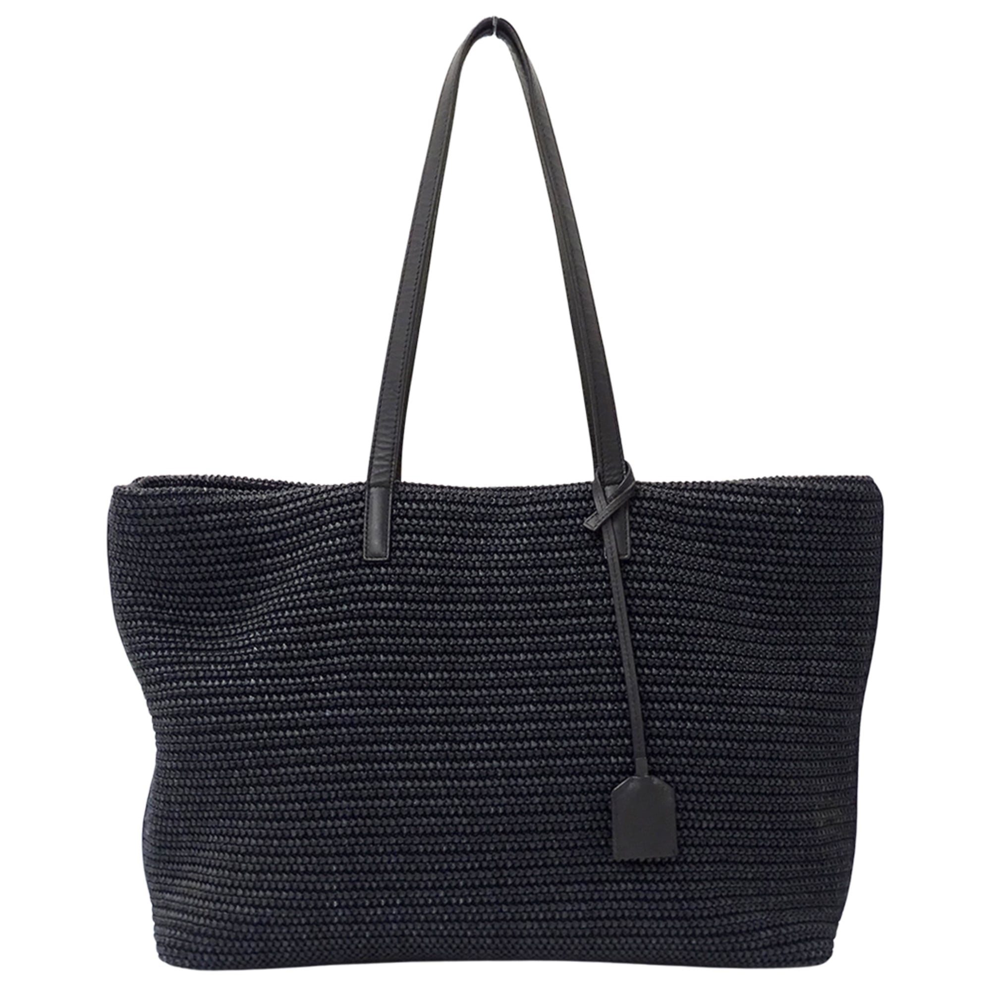 Saint Laurent Black Raffia Handbag Tote Bag (Pre-Owned)