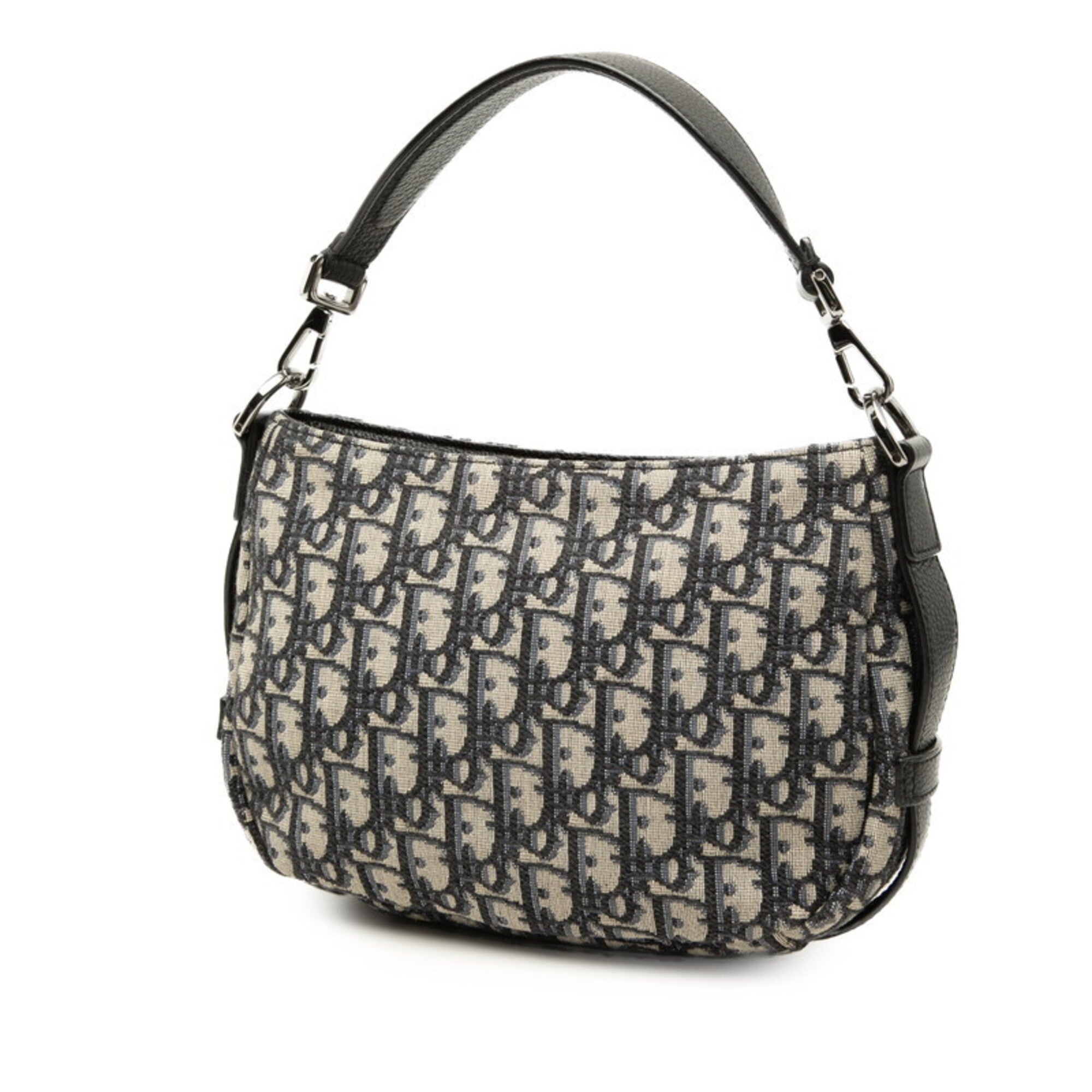 Christian Dior Beige Navy Canvas Leather Handbag Shoulder Bag (Pre-Owned)