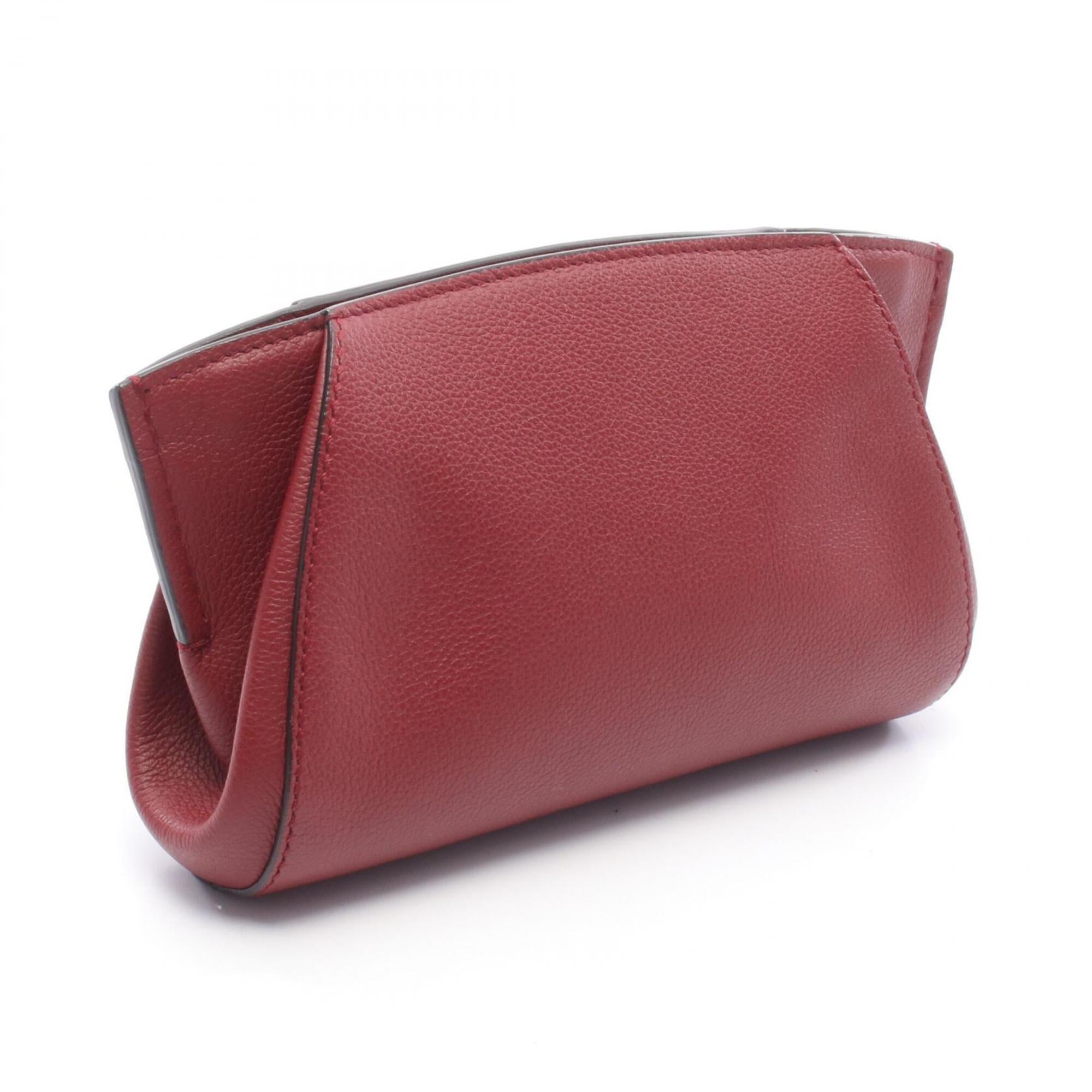 Cartier Bordeaux Leather Clutch Bag Handbag (Pre-Owned)