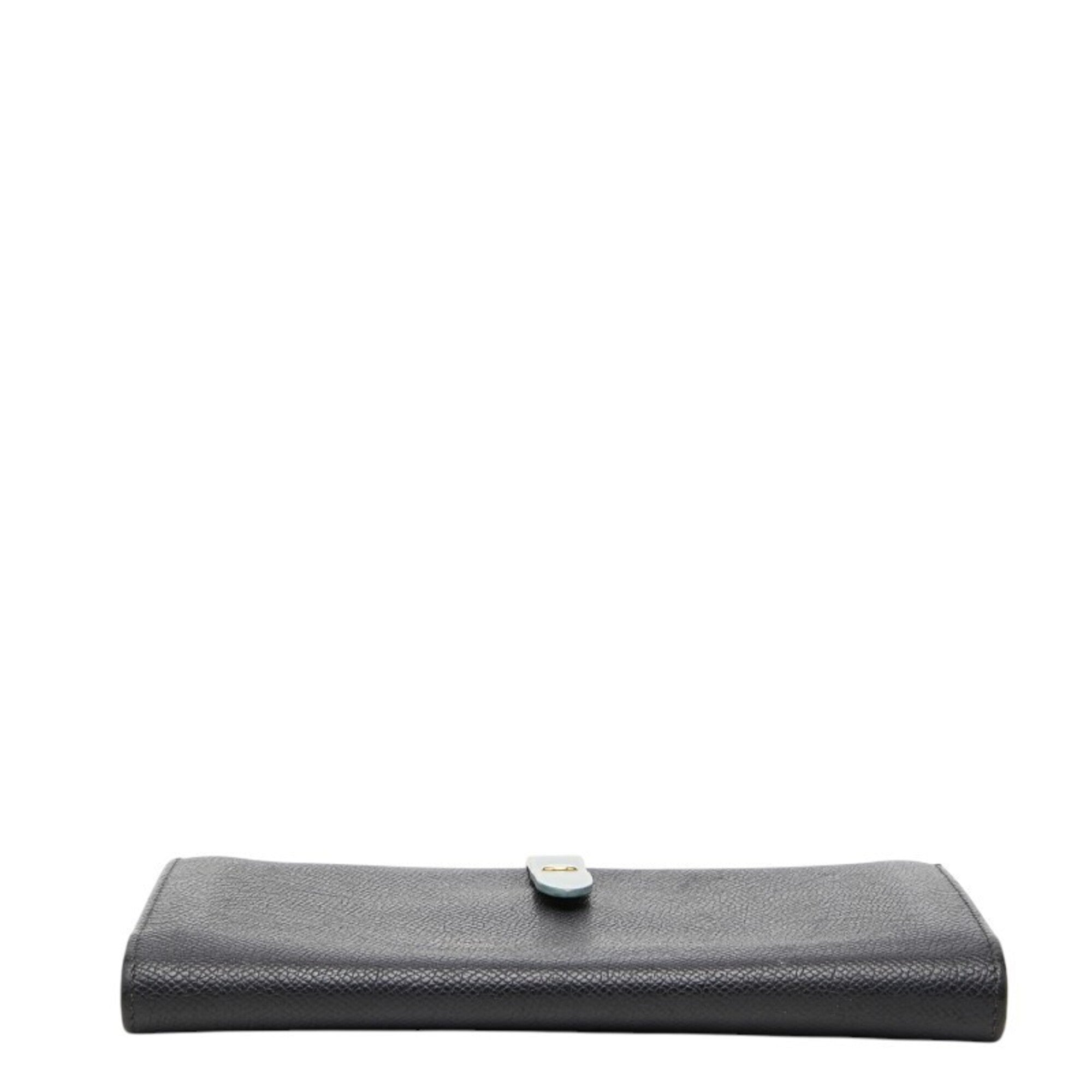 Celine Black Blue Leather Long Wallet (Bi-Fold) (Pre-Owned)