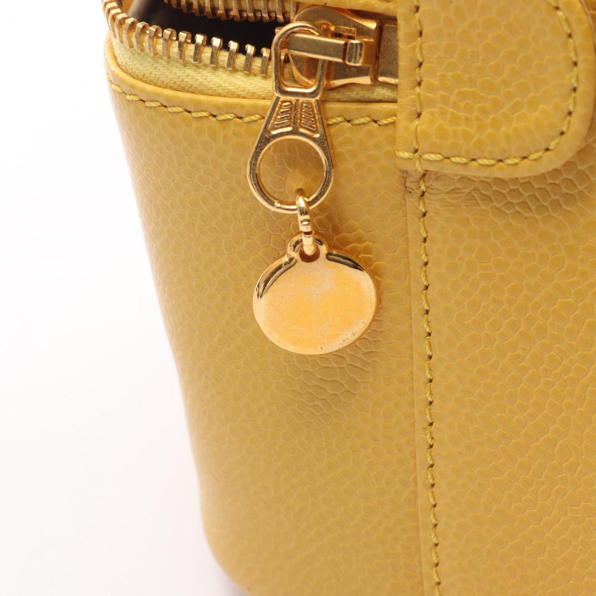 Chanel Yellow Leather Handbag Vanity Bag (Pre-Owned)