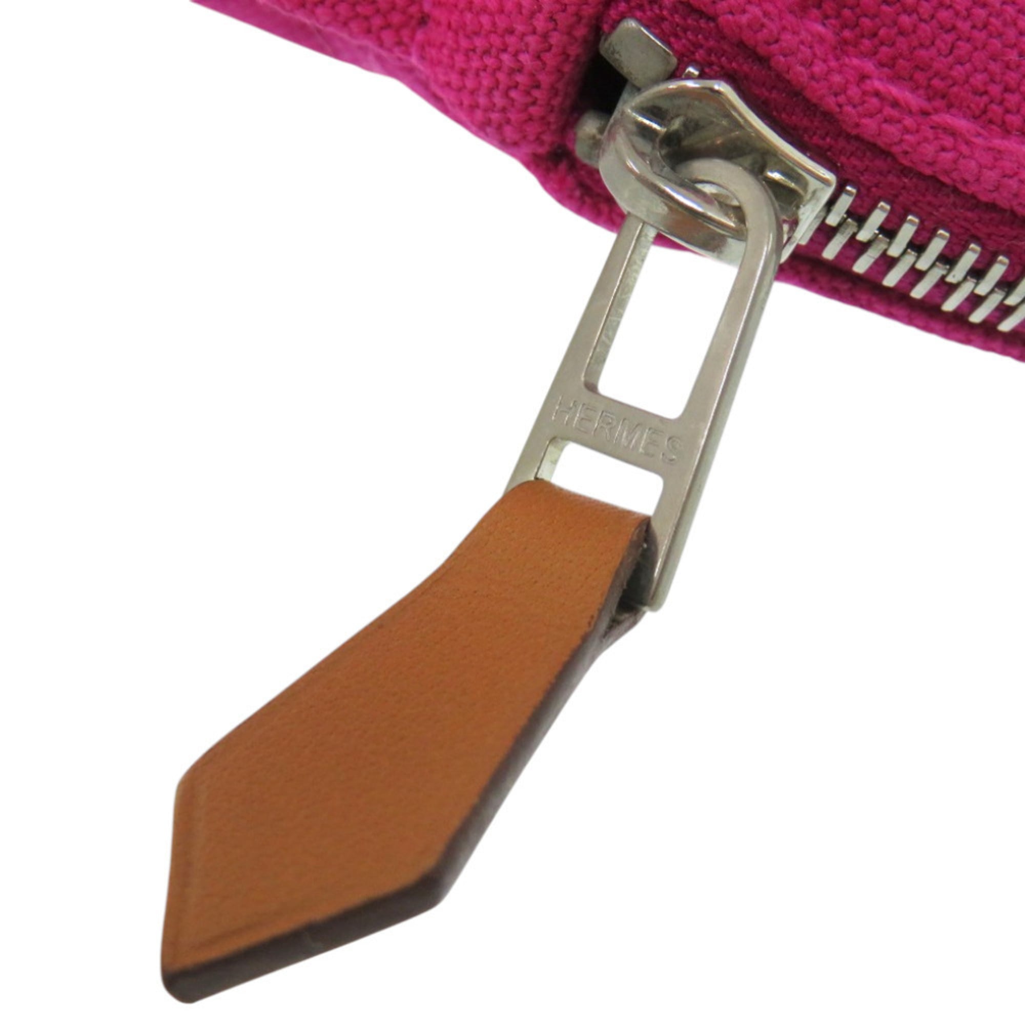 Hermes Brown Orange Pink Purple Cotton Leather Pouch (Pre-Owned)
