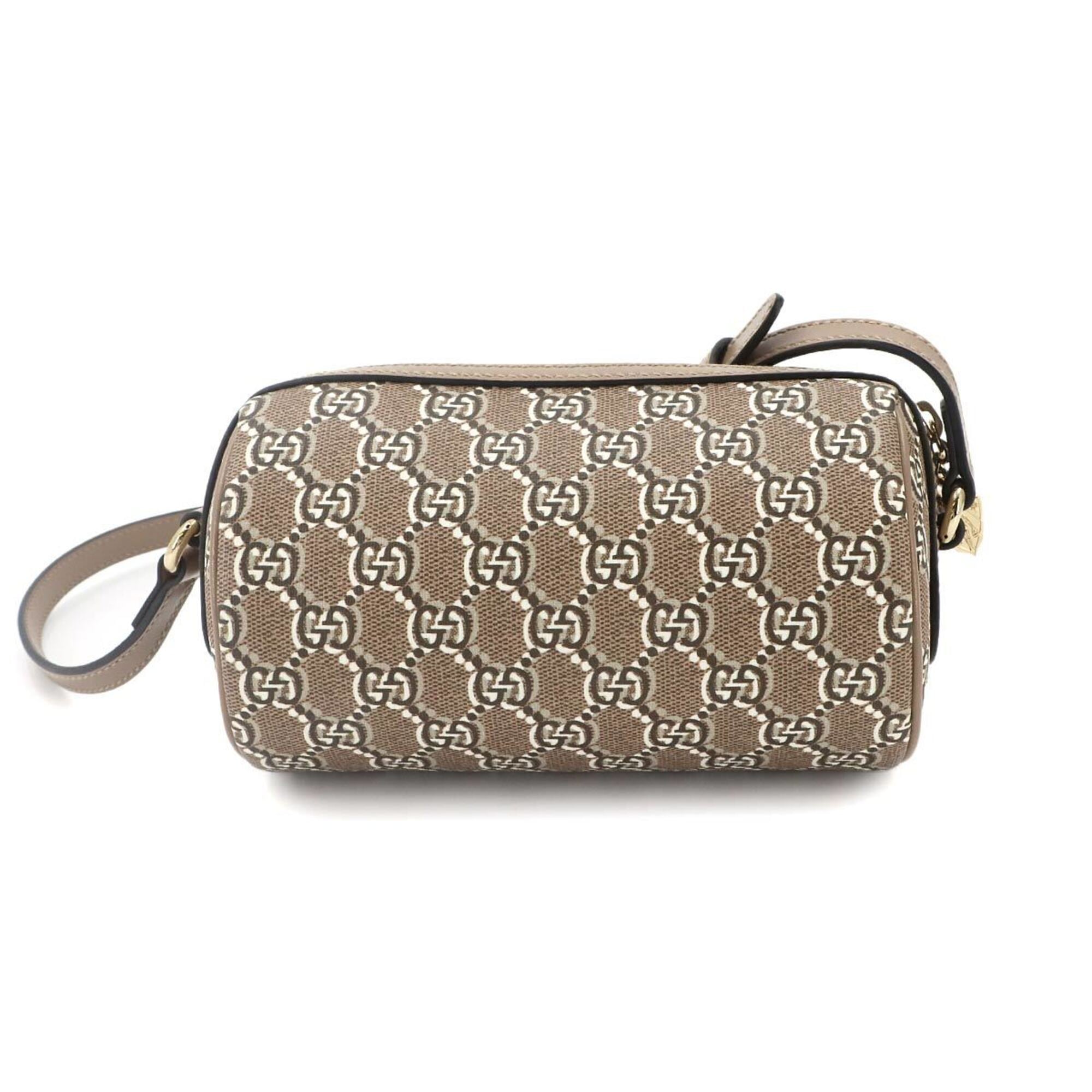 Gucci Beige Gg Supreme Canvas Leather Handbag Shoulder Bag (Pre-Owned)