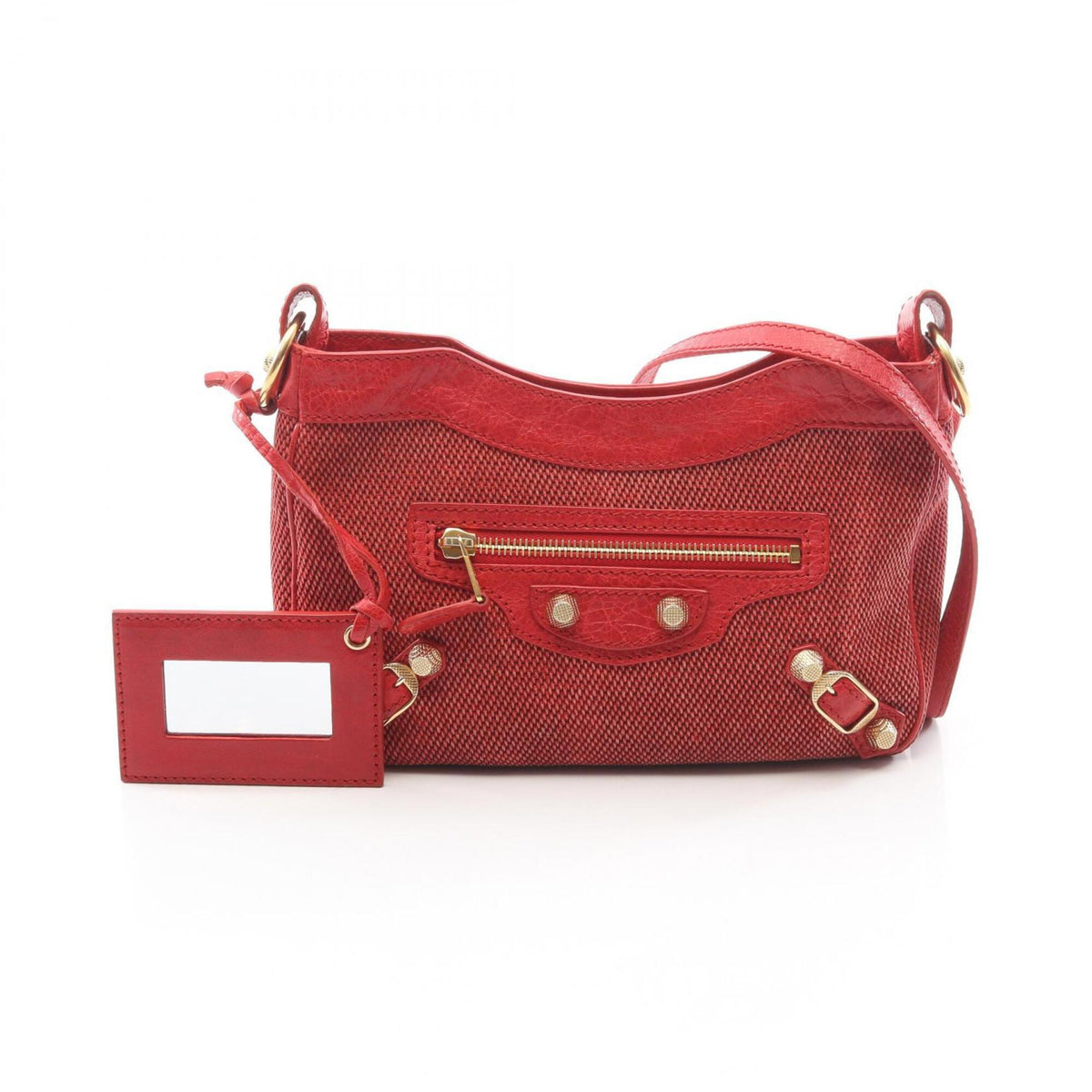 Balenciaga Red Color Canvas Leather Handbag Shoulder Bag (Pre-Owned)