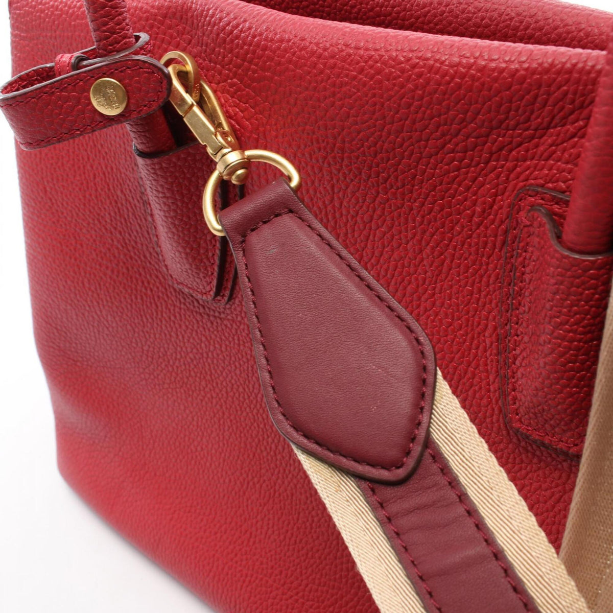 Mcm Red Color Leather Handbag (Pre-Owned)