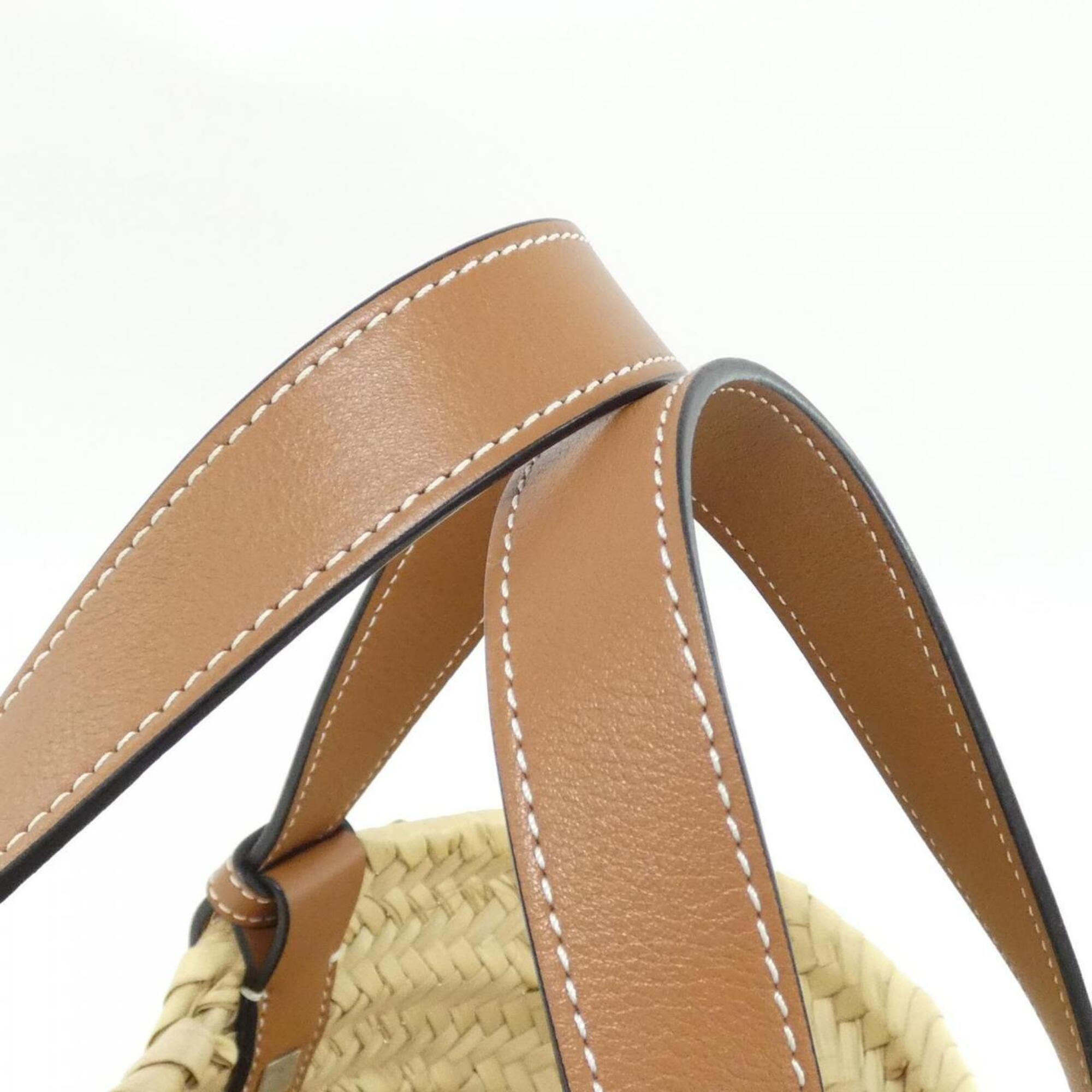 Loewe Beige Orange Raffia Leather Handbag (Pre-Owned)