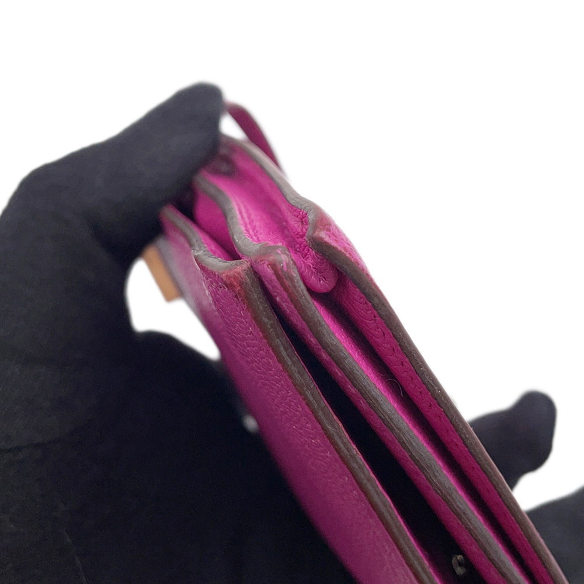 Hermes Pink Chevre Myzore Leather Long Wallet (Bi-Fold) (Pre-Owned)