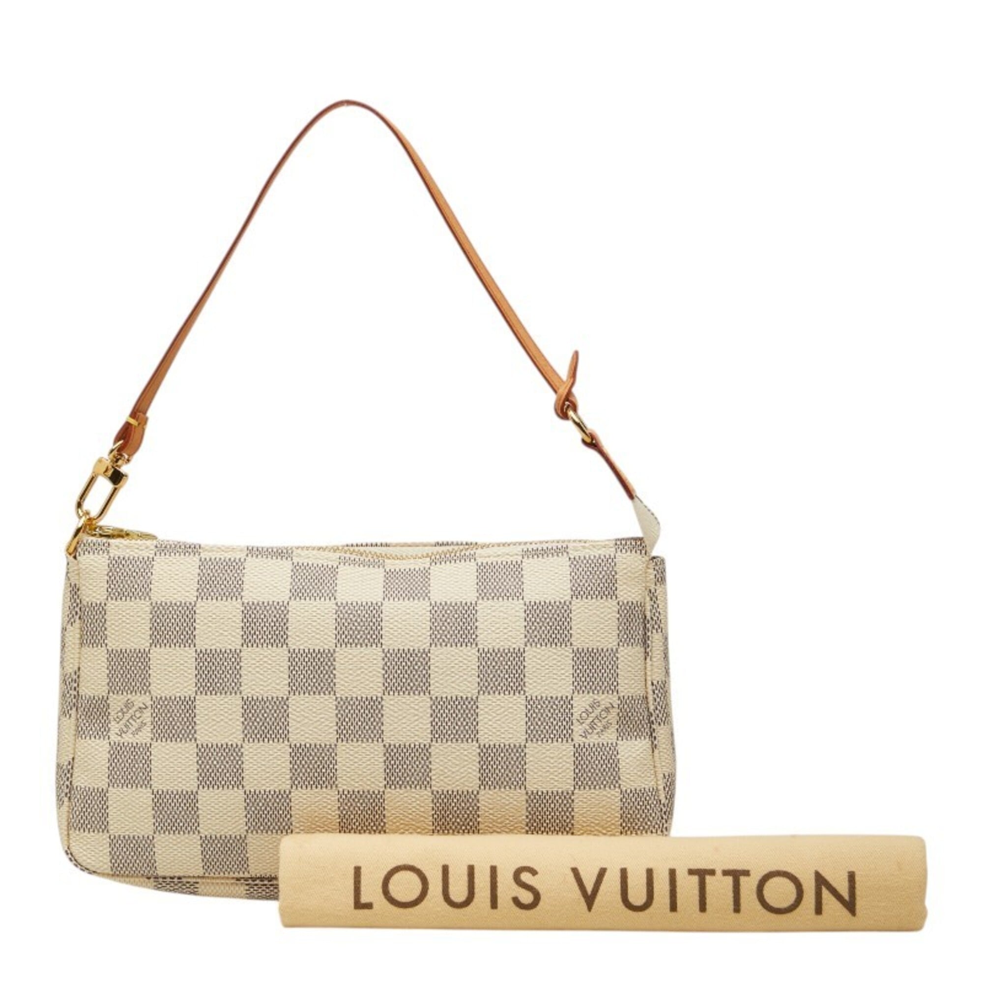 Louis Vuitton Damier Azur White Pvc Leather Handbag Pochette (Pre-Owned)