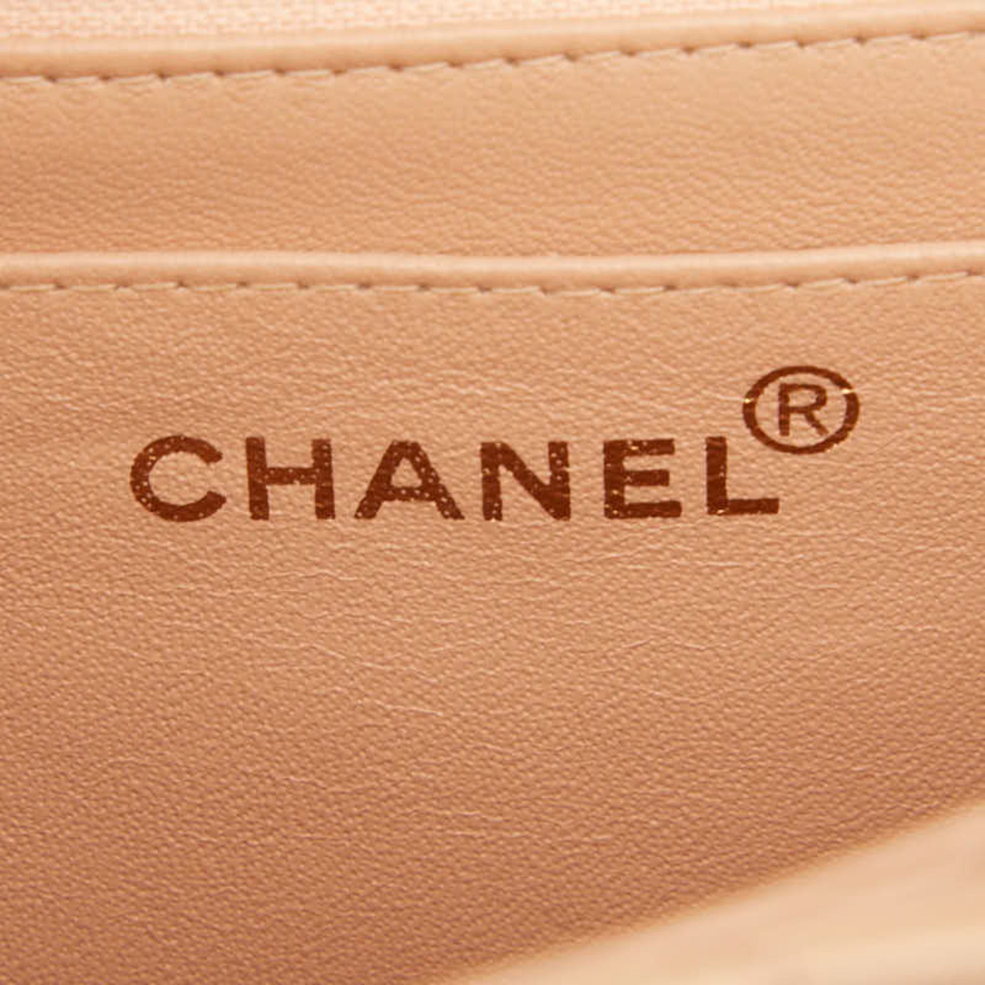 Chanel Beige Pink Leather Plastic Handbag Shoulder Bag (Pre-Owned)