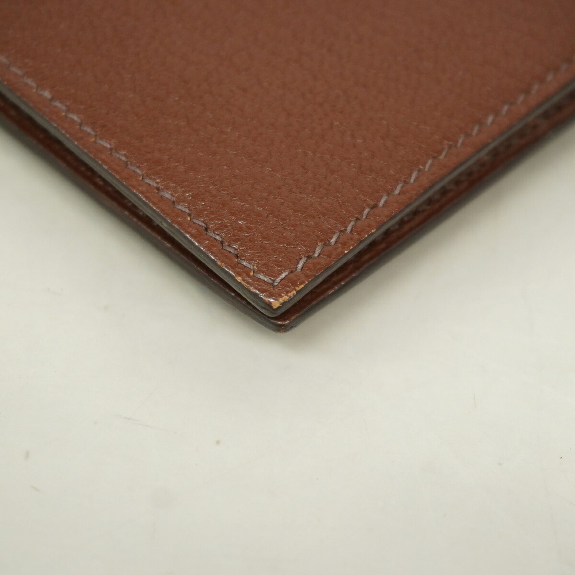 Hermes Marron Chevre Myzore Leather Long Wallet (Bi-Fold) (Pre-Owned)