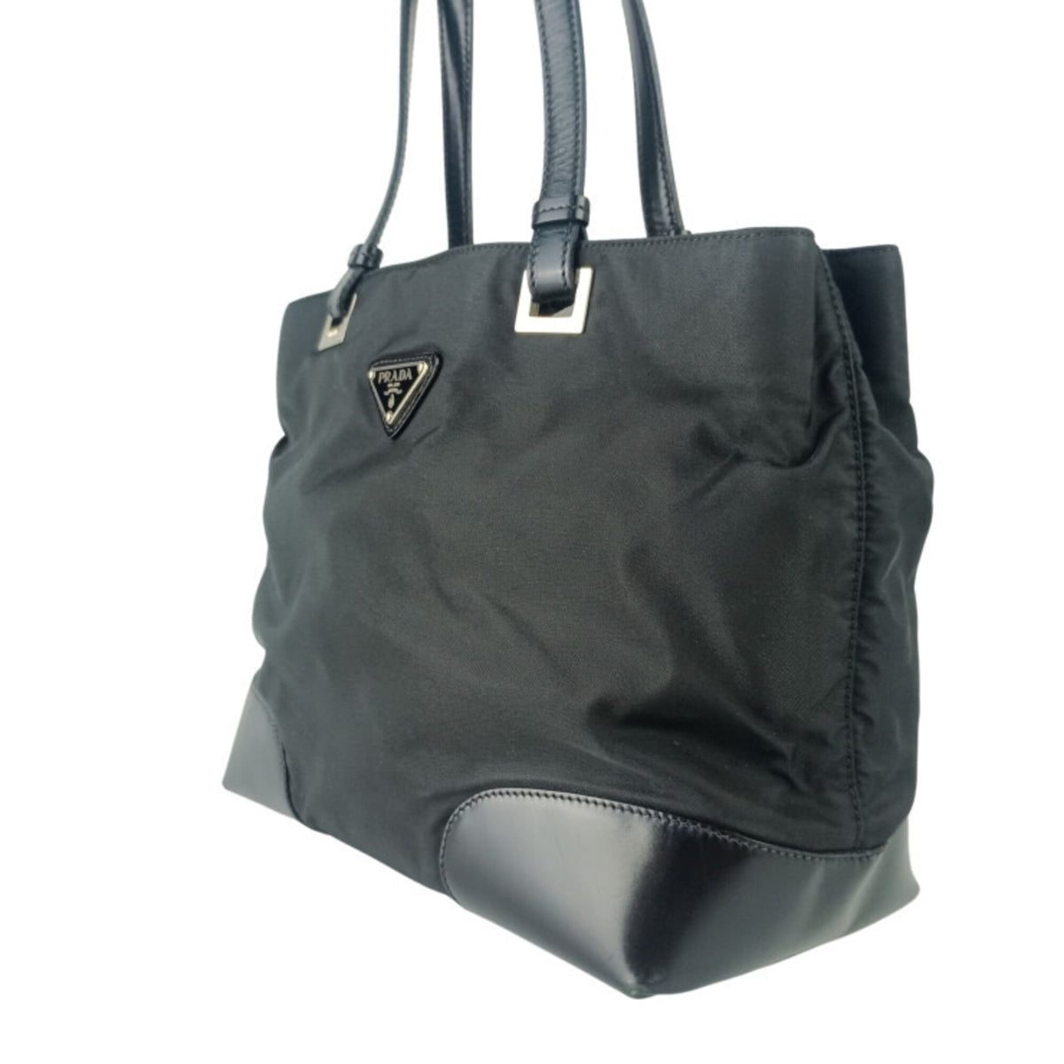 Prada Black Nylon Leather Handbag (Pre-Owned)