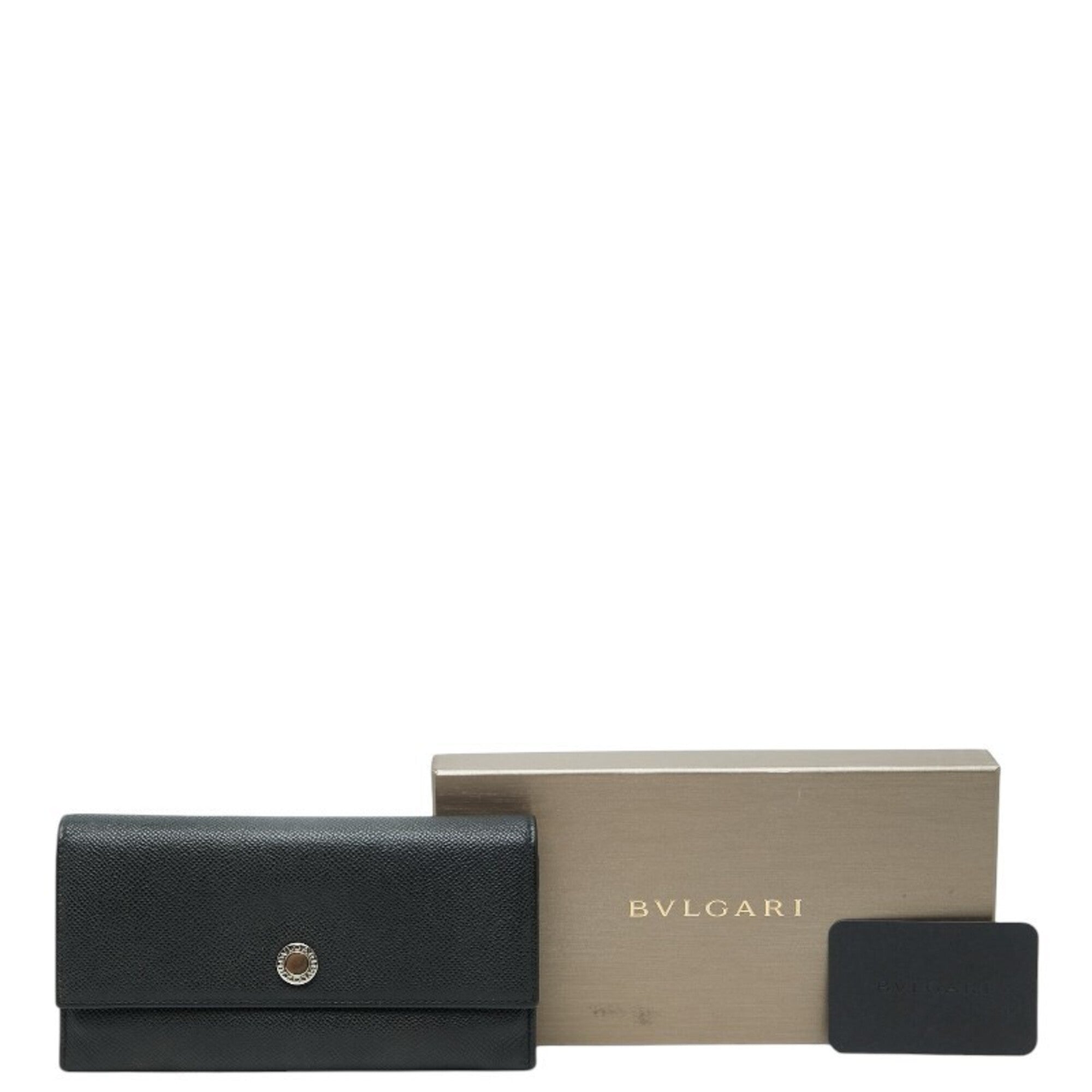 Bvlgari Black Leather Long Wallet (Bi-Fold) (Pre-Owned)