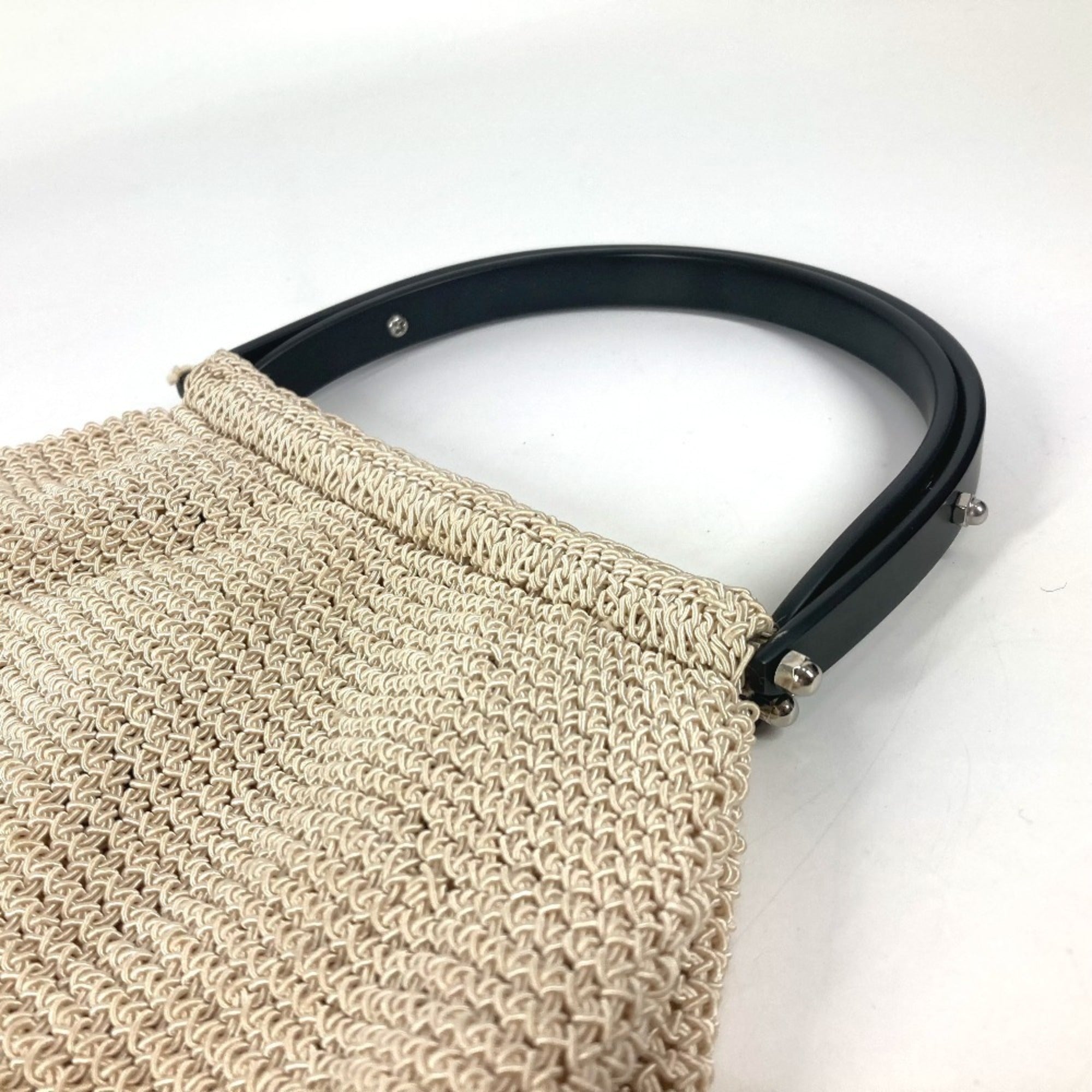 Chanel Beige Black Mesh Handbag (Pre-Owned)