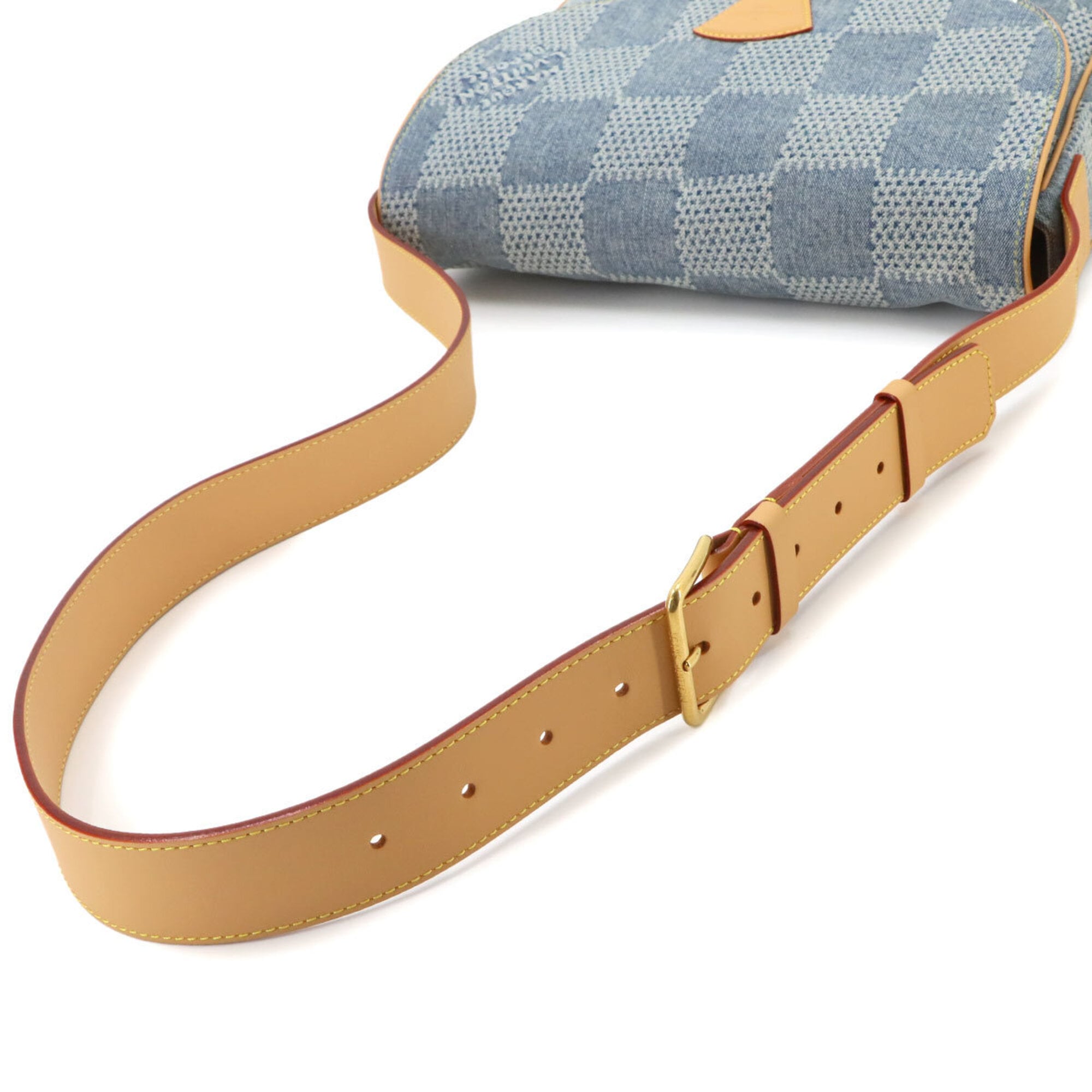Louis Vuitton Blue Brown Denim Leather Handbag Messenger Bag Shoulder Bag (Pre-Owned)