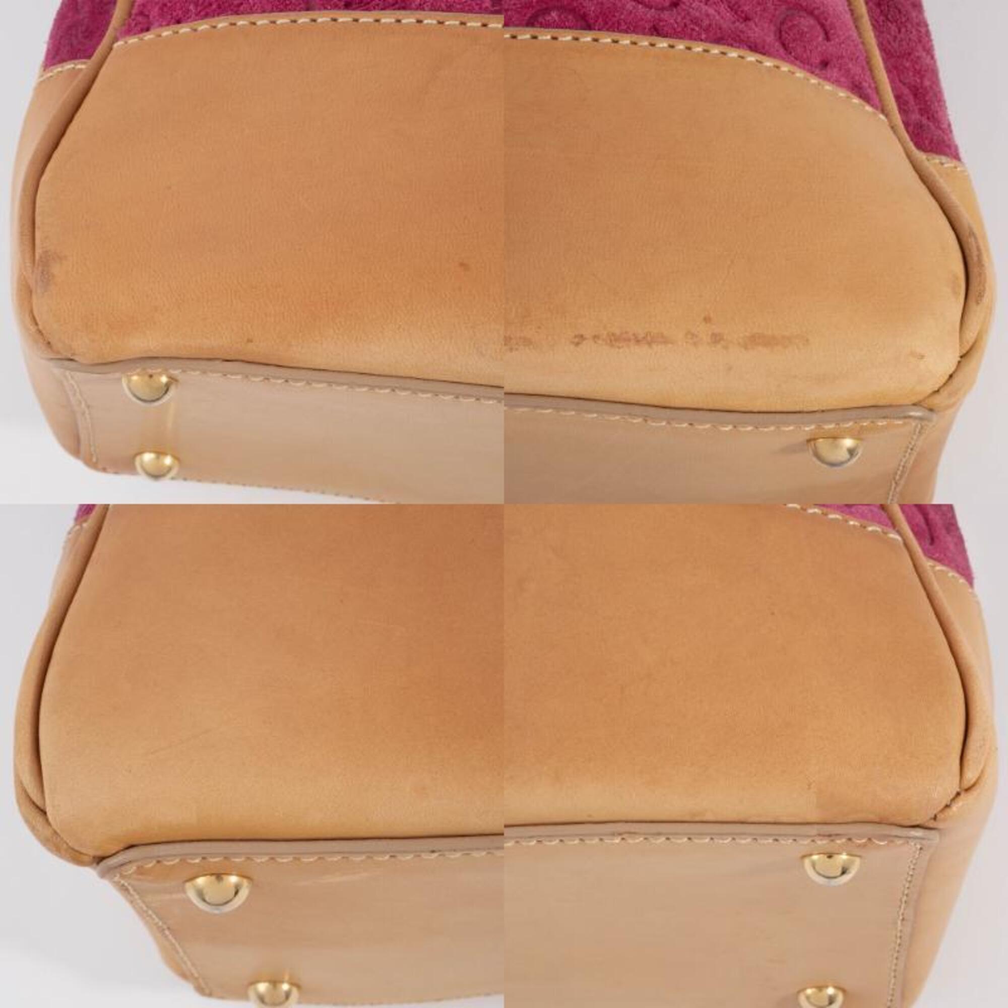 Celine Macadam Camel Purple Suede Leather Handbag (Pre-Owned)