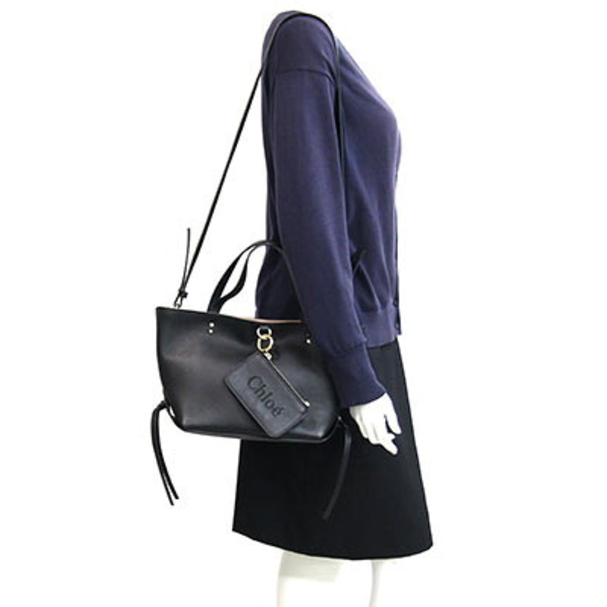 Chloé Black Leather Handbag Shoulder Bag Tote Bag (Pre-Owned)