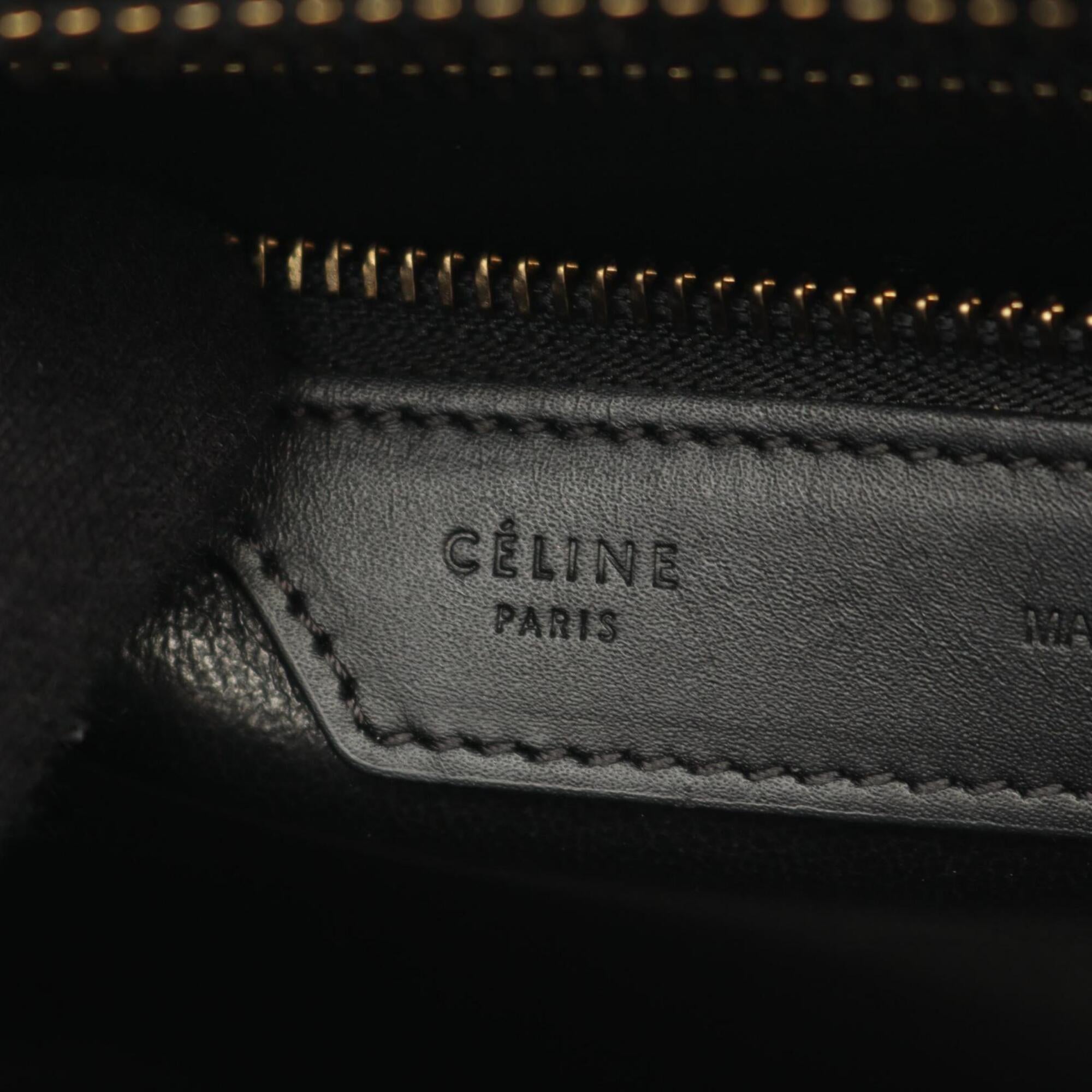 Celine Beige Black White Leather Handbag Tote Bag (Pre-Owned)